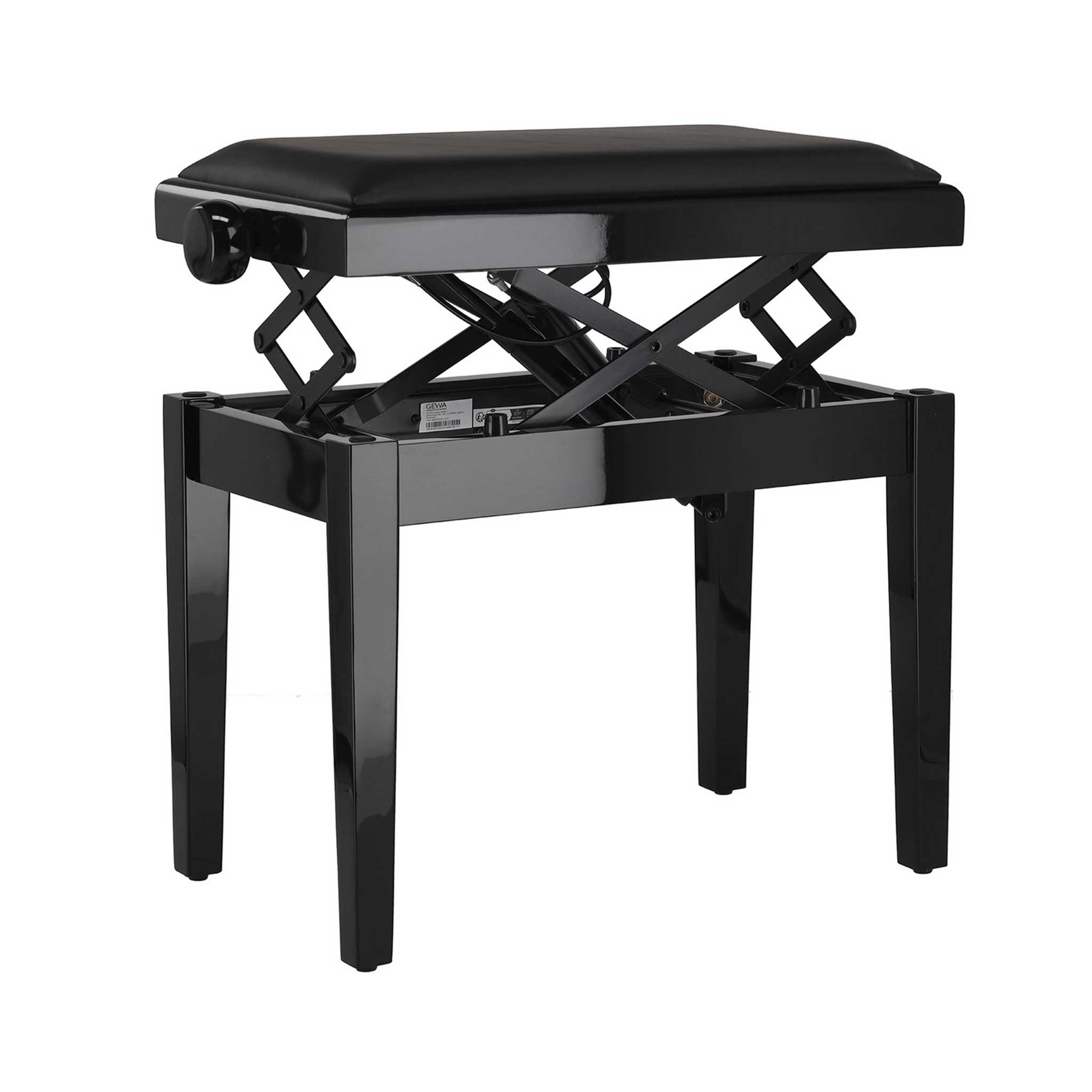 Gewa Klavierbank Autolift schwarz poliert mit Samt links maximale höhe