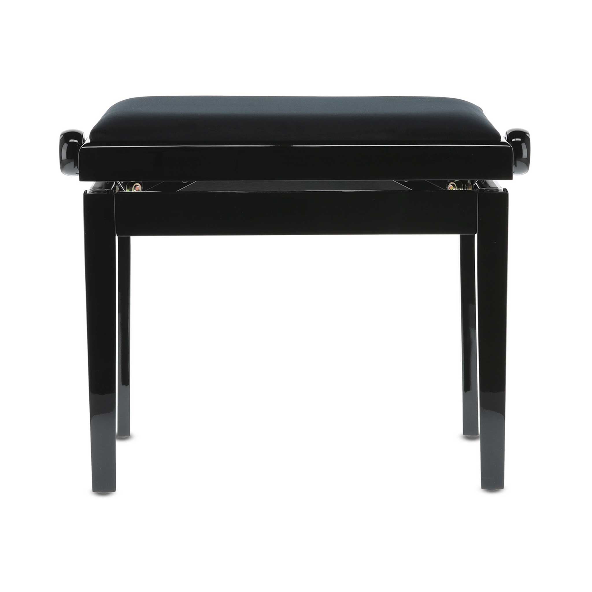 Klavierbank Gewa Deluxe schwarz poliert mit Velour Sitzpolster Front