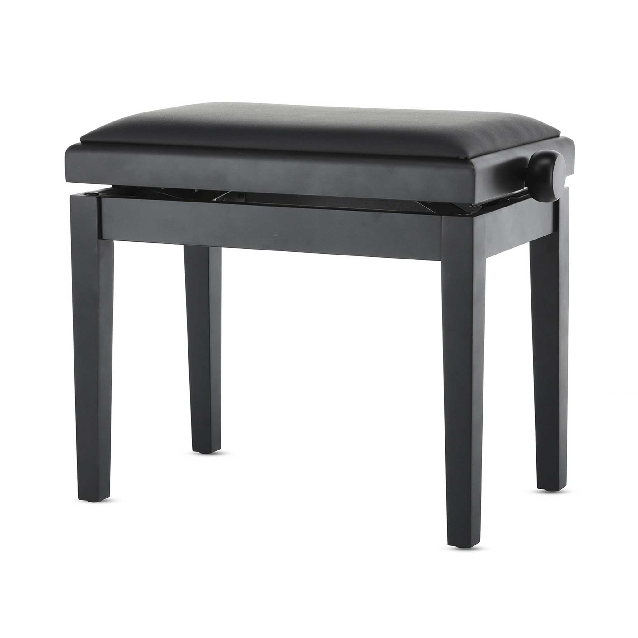 Klavierbank schwarz matt Kunstleder polster schräg