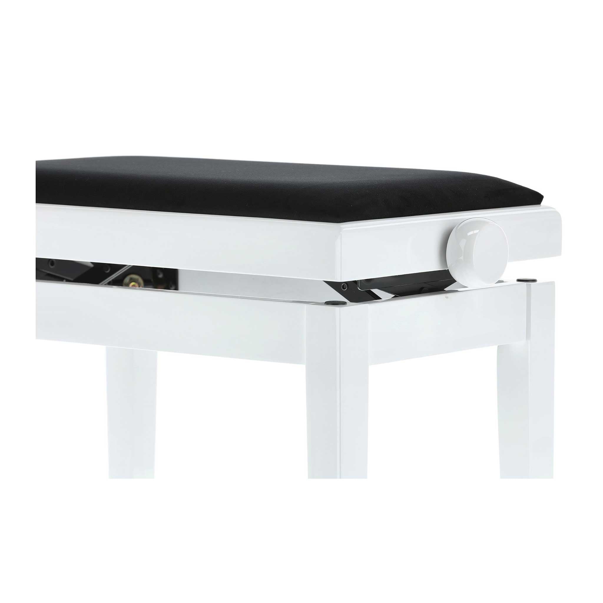 Klavierbank Gewa Deluxe weiß glänzend detail Knopf