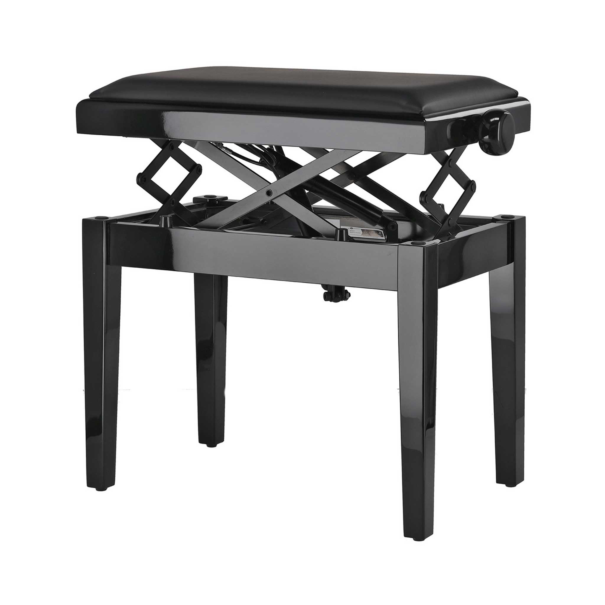 Gewa Klavierbank Autolift schwarz poliert mit Samt front maximal höhe