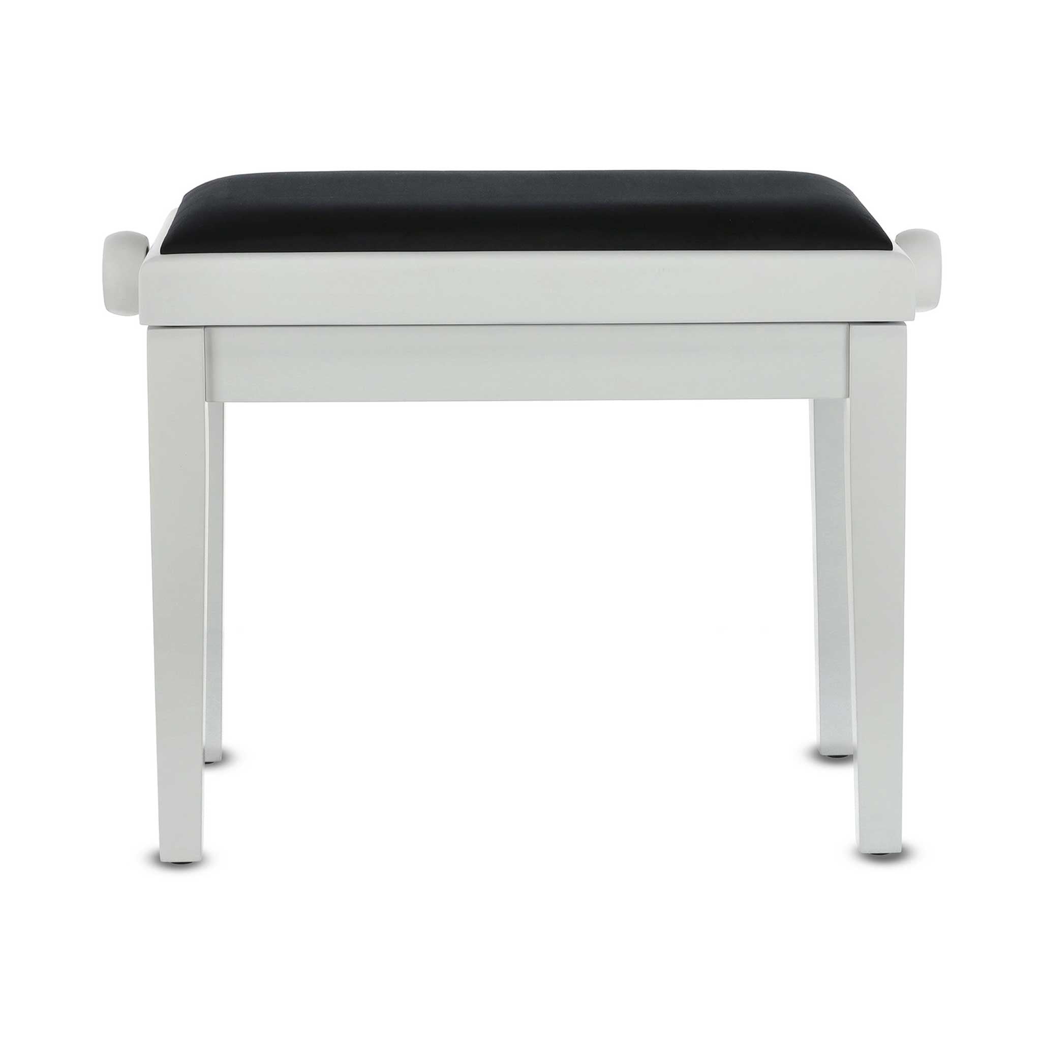 Klavierbank Gewa Deluxe weiss matt mit stoff schwarz gedreht front