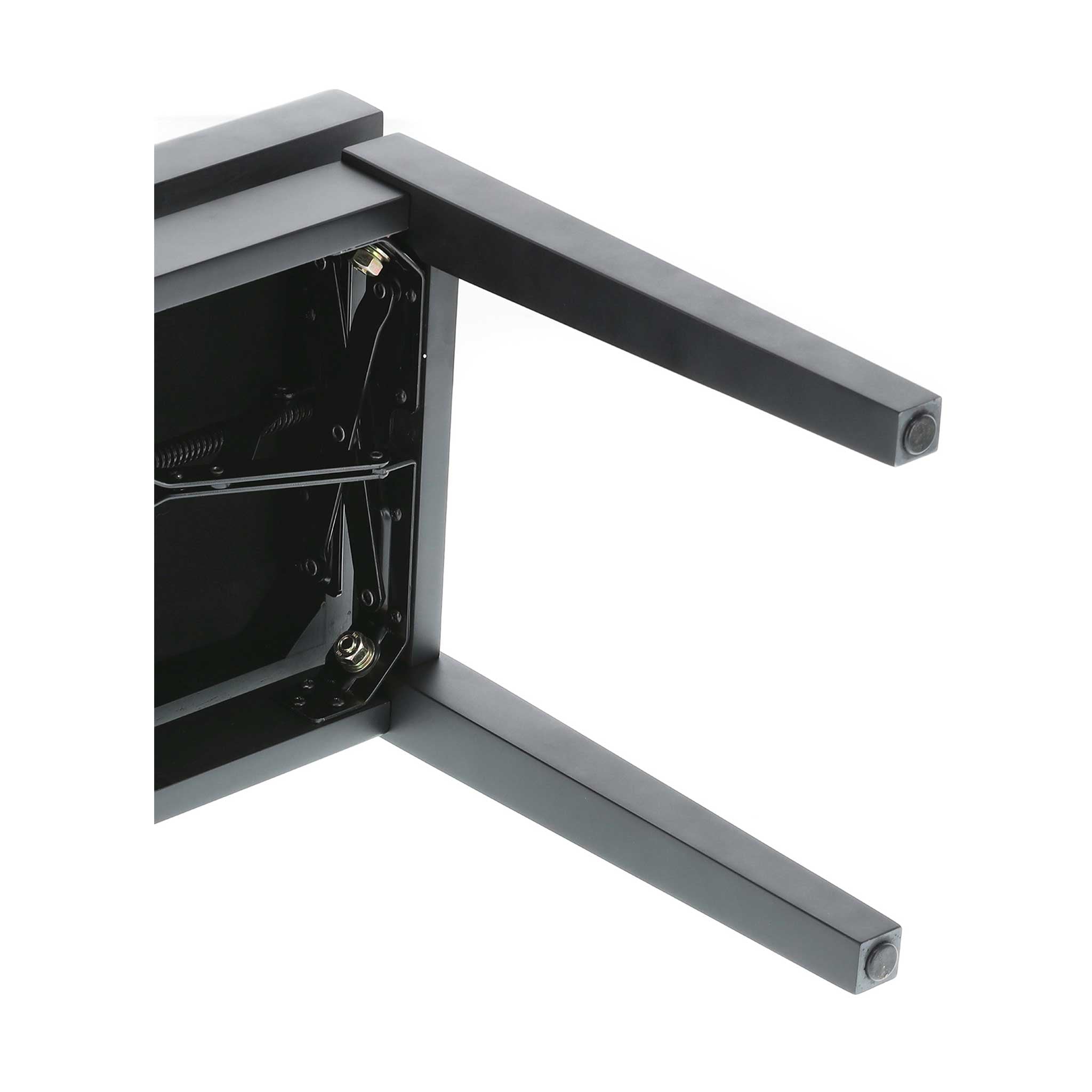 Klavierbank schwarz matt Kunstleder polster Beine mit Schrauben Detail