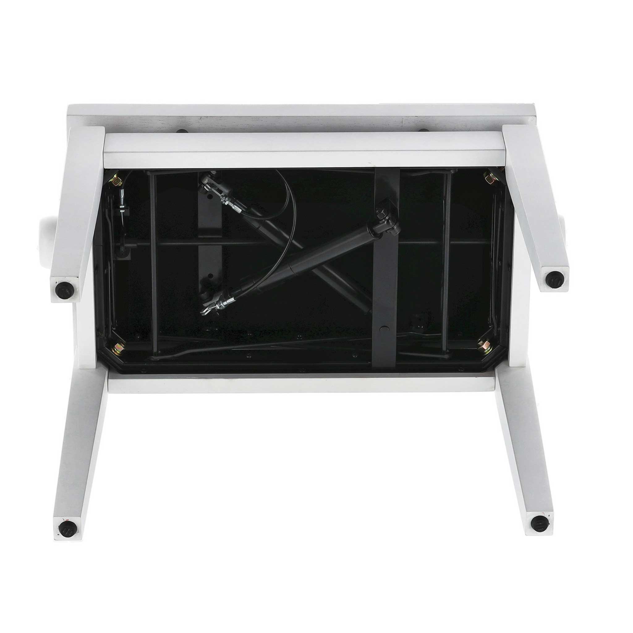 Gewa Autolift Klavierbank weiß matt unterseite mit verstellmechanik