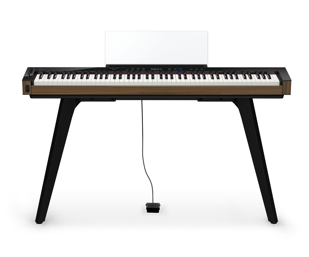 Casio Privia PX-S6000 Stagepiano mit Stand CS-90P front mit SP3 Sustain Pedal