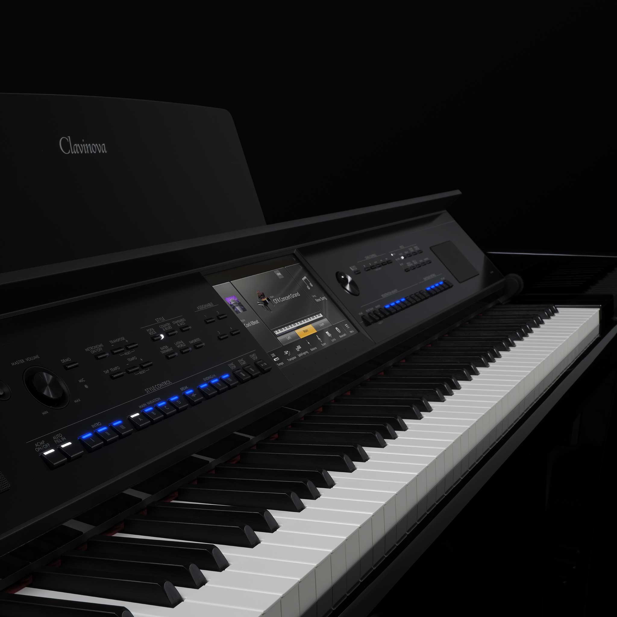Yamaha CVP909PE Digitalpiano schwarz poliert detail