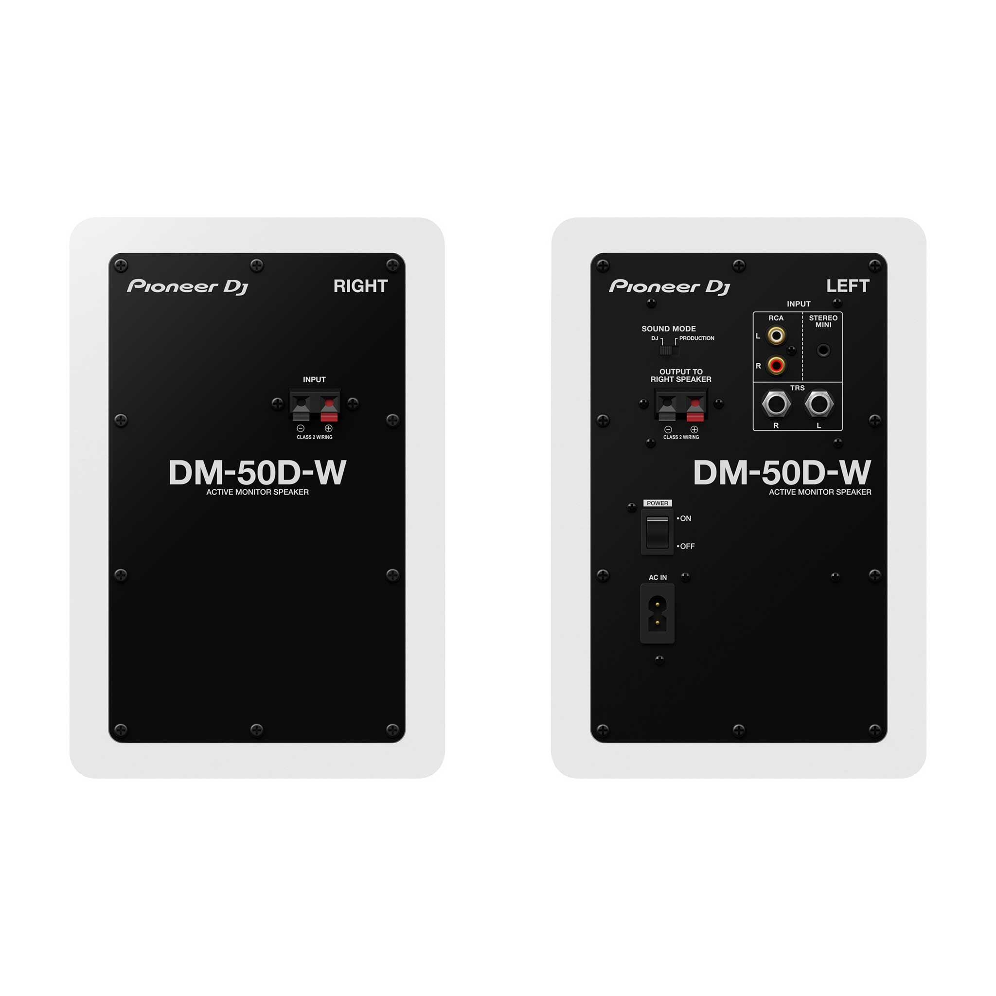 2 Pioneer DM50D Monitorlautsprecher weiss Rückseite