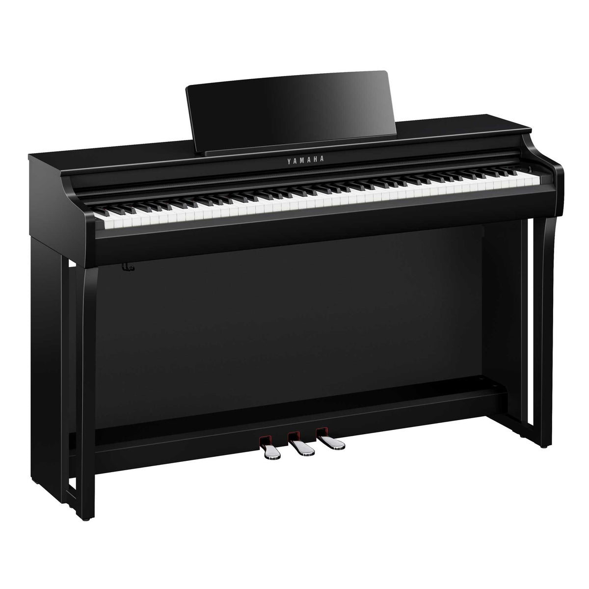 Digitalpiano Yamaha Clavinova CLP825PE schwarz poliert perspektive tasten und Pedale