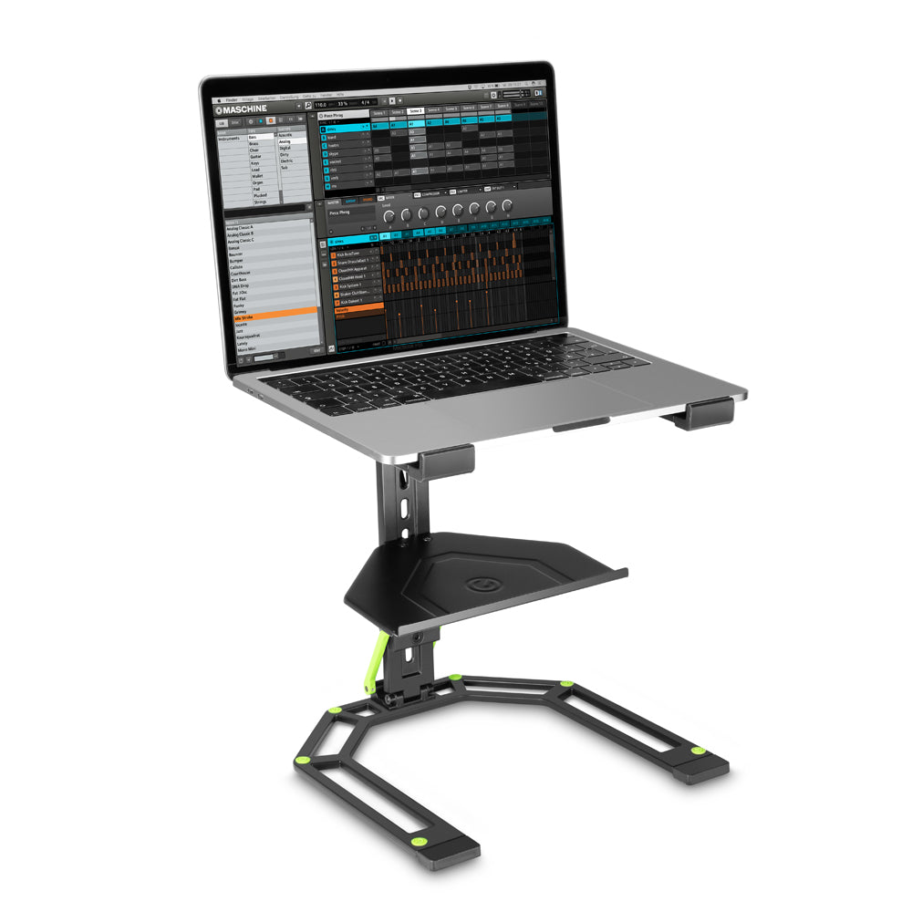 Gravity Laptopständer Schwarz mit Ablage mit Laptop