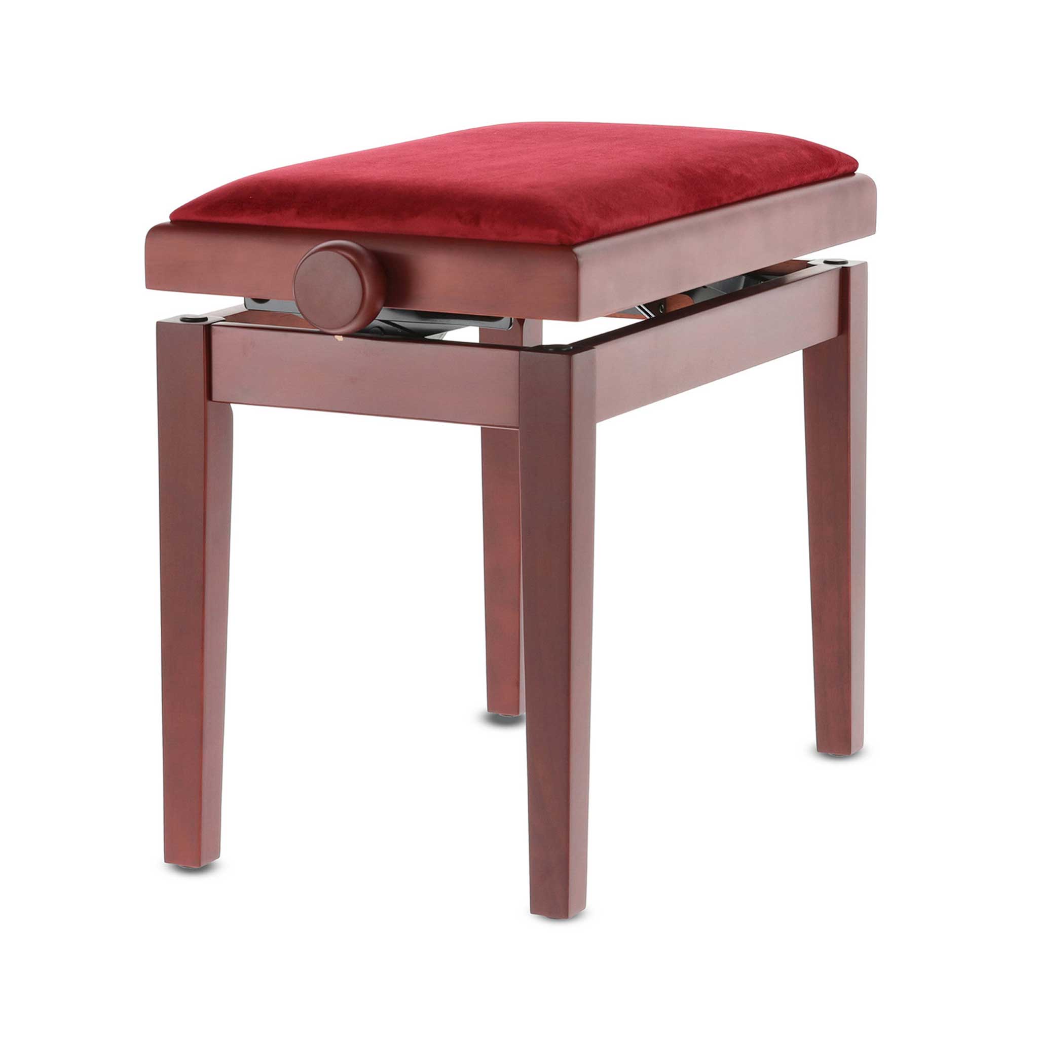 Gewa Pianobank mahagoni matt mit sitzpolster in bordeaux rot