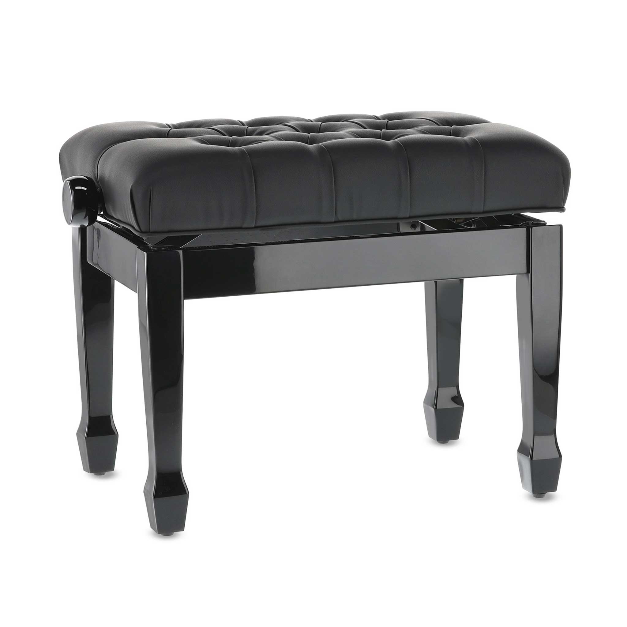 Gewa Pianobank Deluxe XL extra dick gepolsterte Bank abgesteppt in schwarz hoch glanz mit Kunstleder