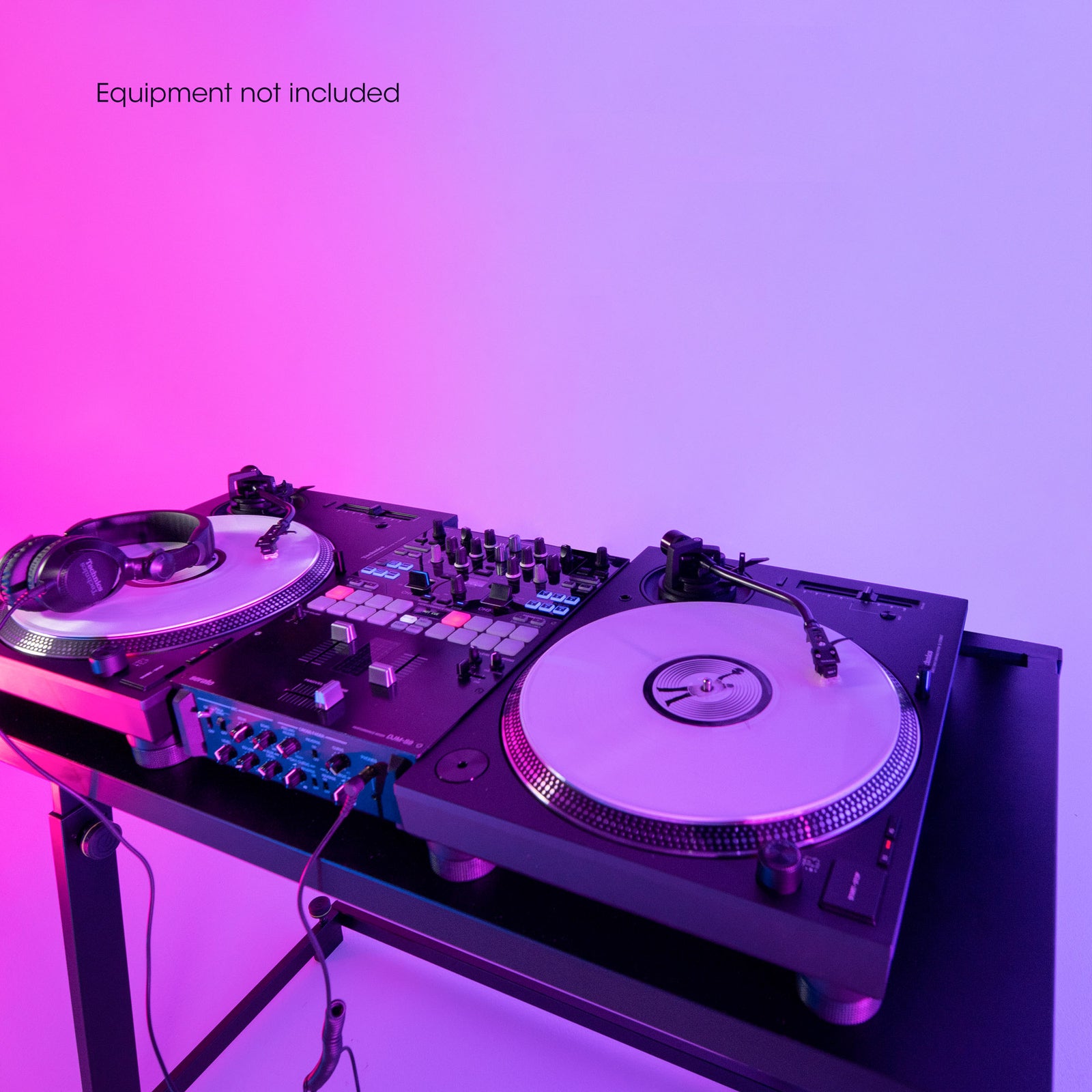 Gravity FT01 DJTisch mit PLattenspieler und mixer Pinkes licht