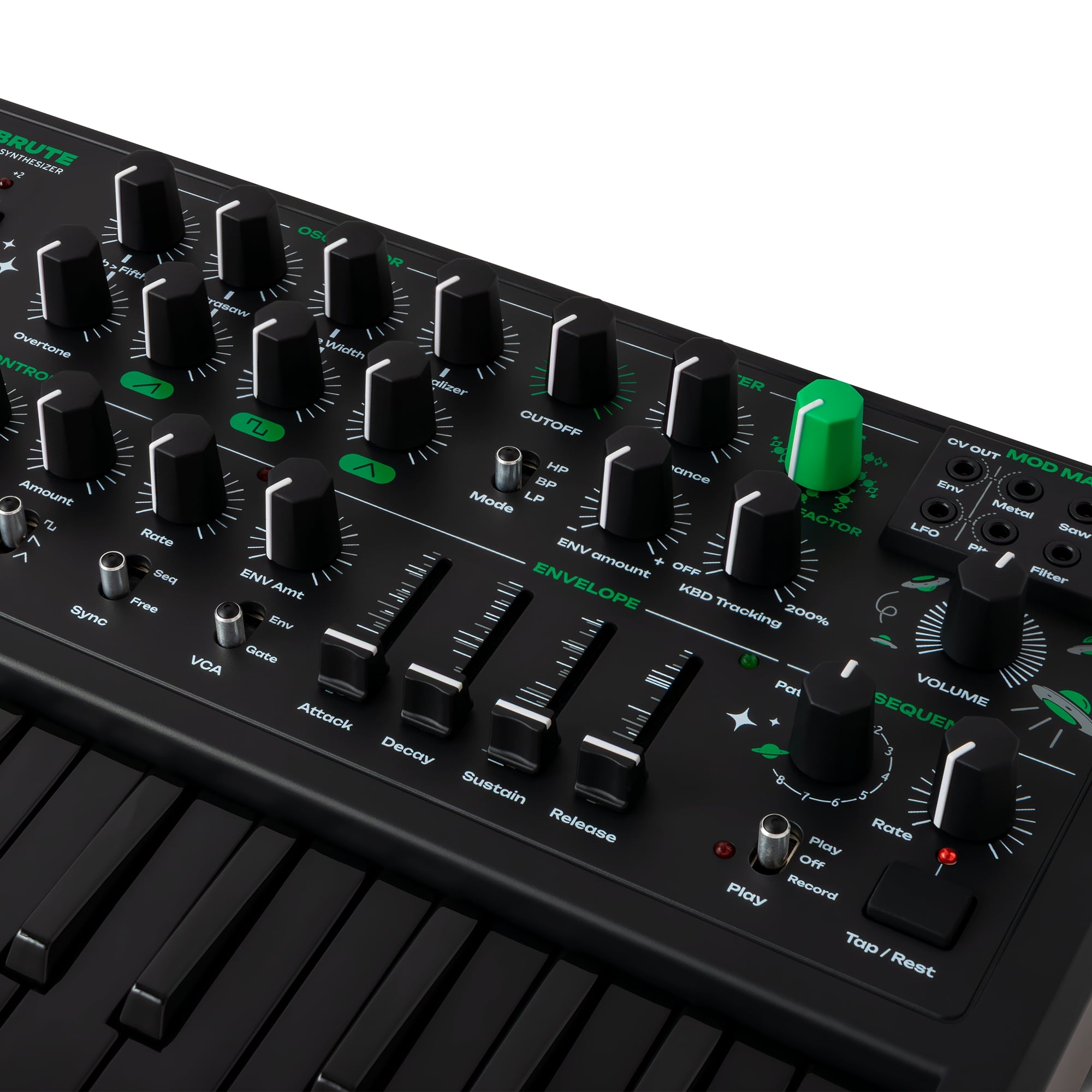 Arturia Micro Brute UFO Black encoders detail