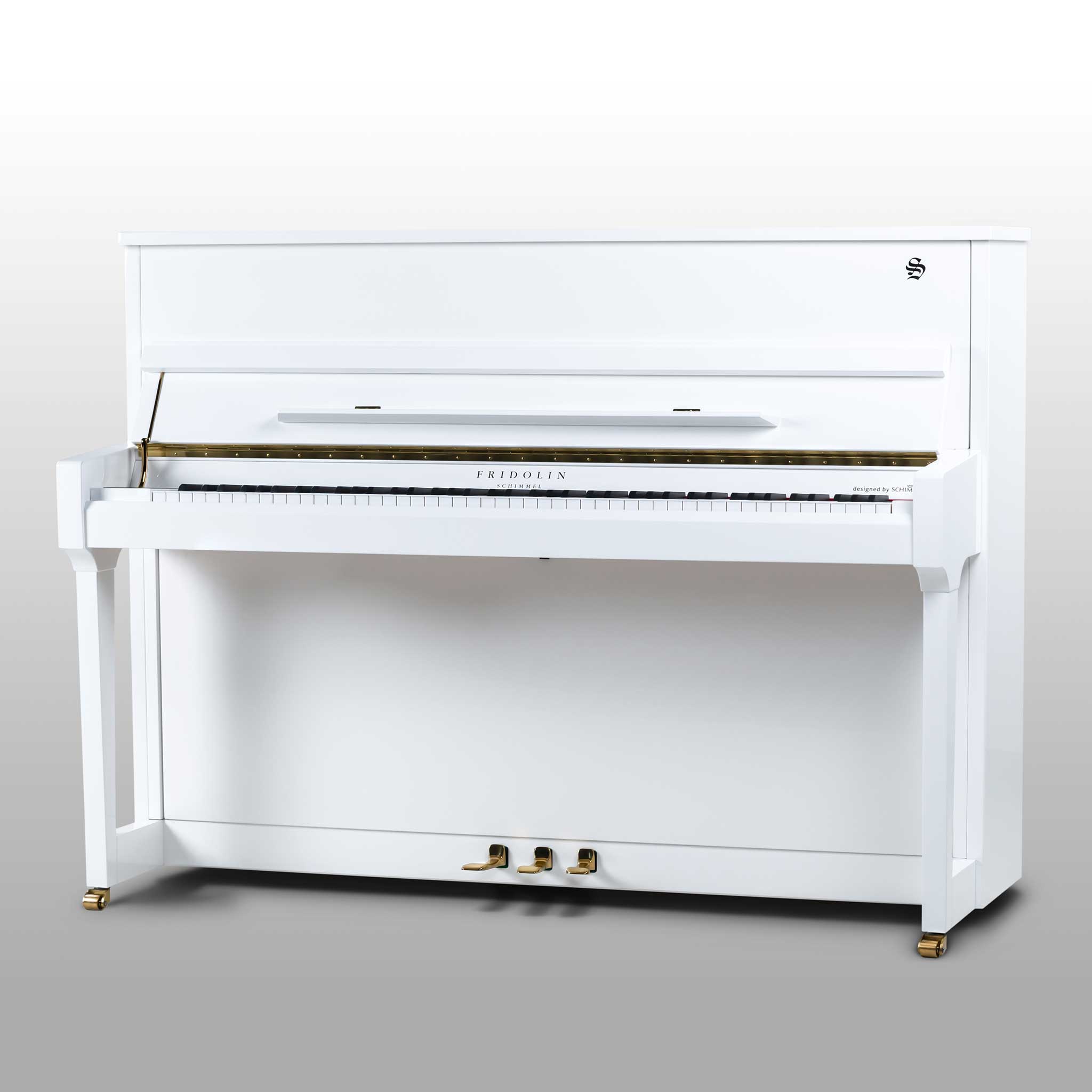 Fridolin Schimmel Klavier weiss poliert open