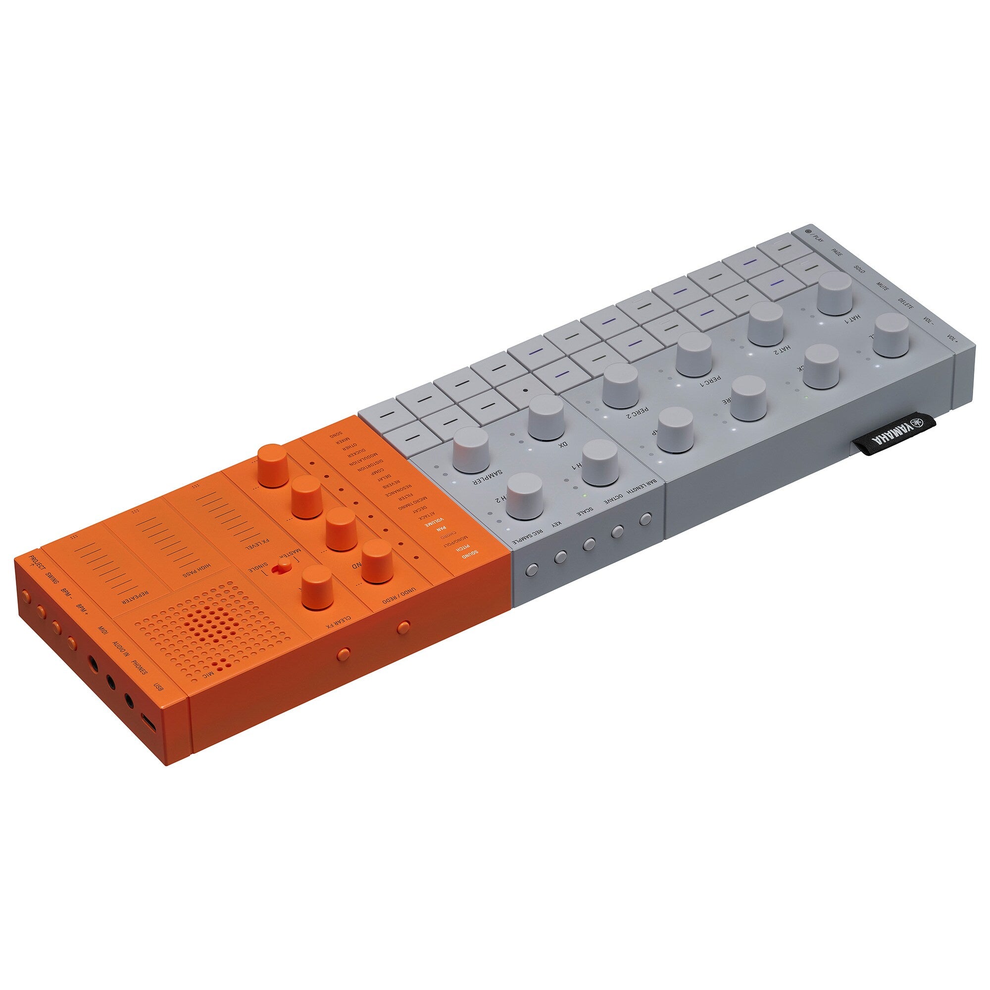 Yamaha Seqtrak Orange Grau hinten links