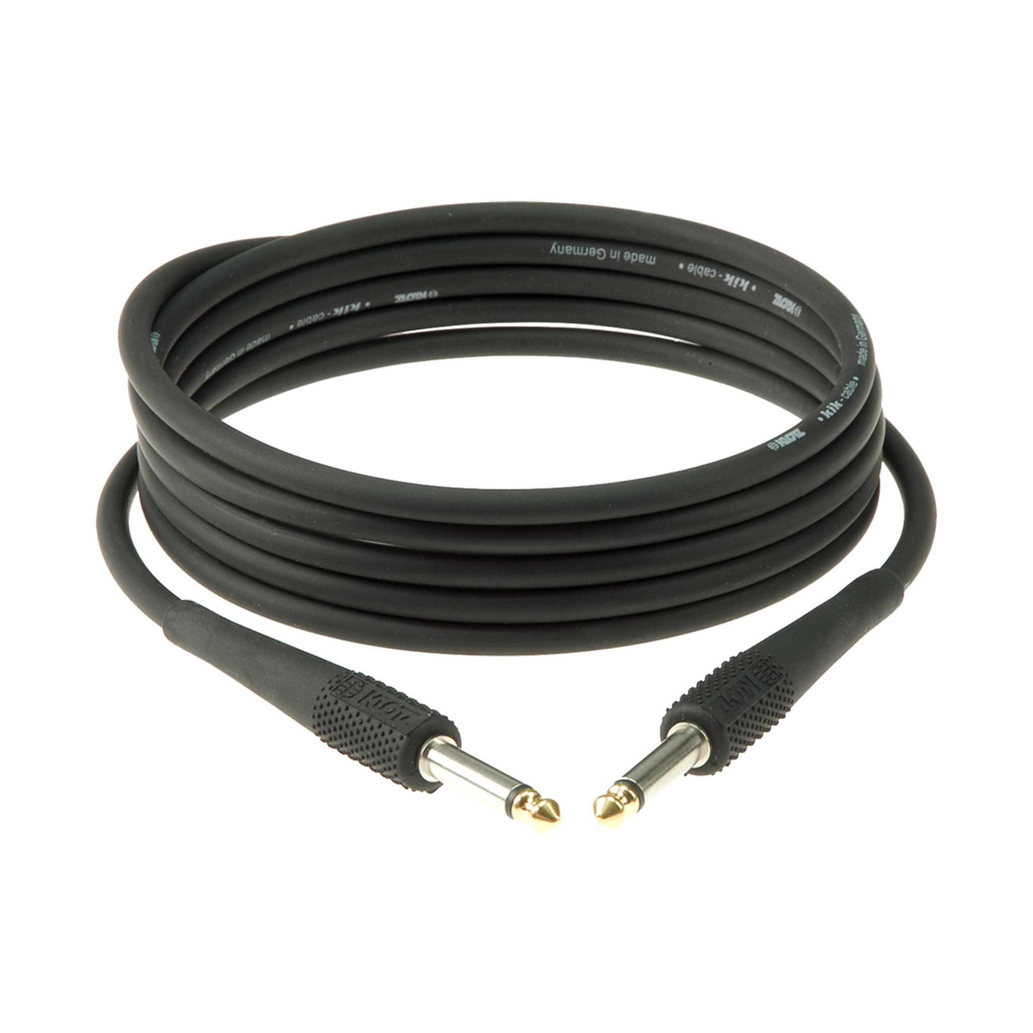 Klortz Instrumentenkabel mit gold Tip Schwarz aufgerollt