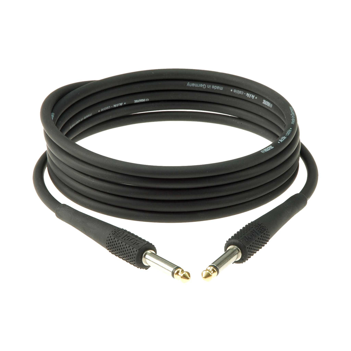 Klortz Instrumentenkabel mit gold Tip Schwarz aufgerollt