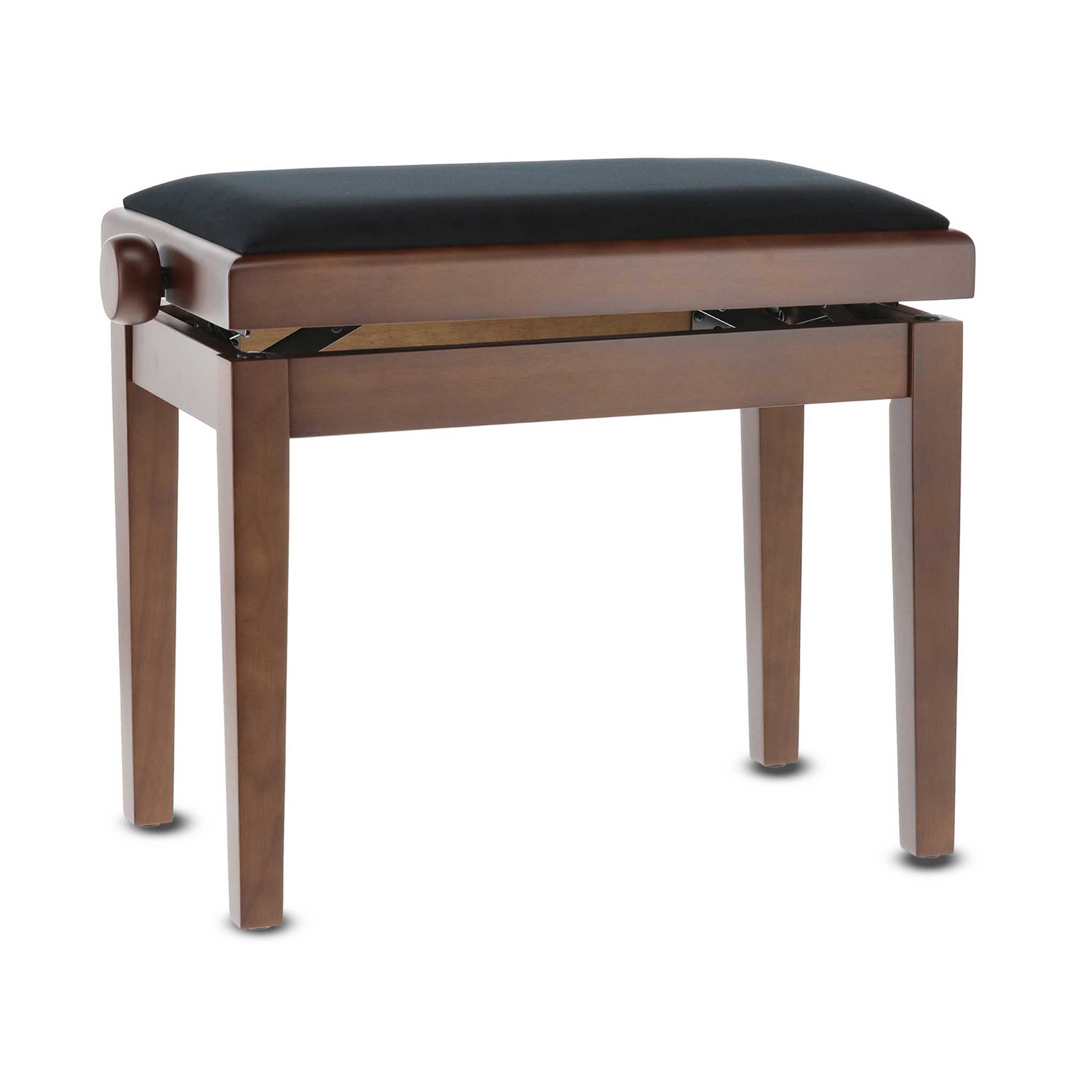 Klavierbank Braun mit schwarzem Polster rechts