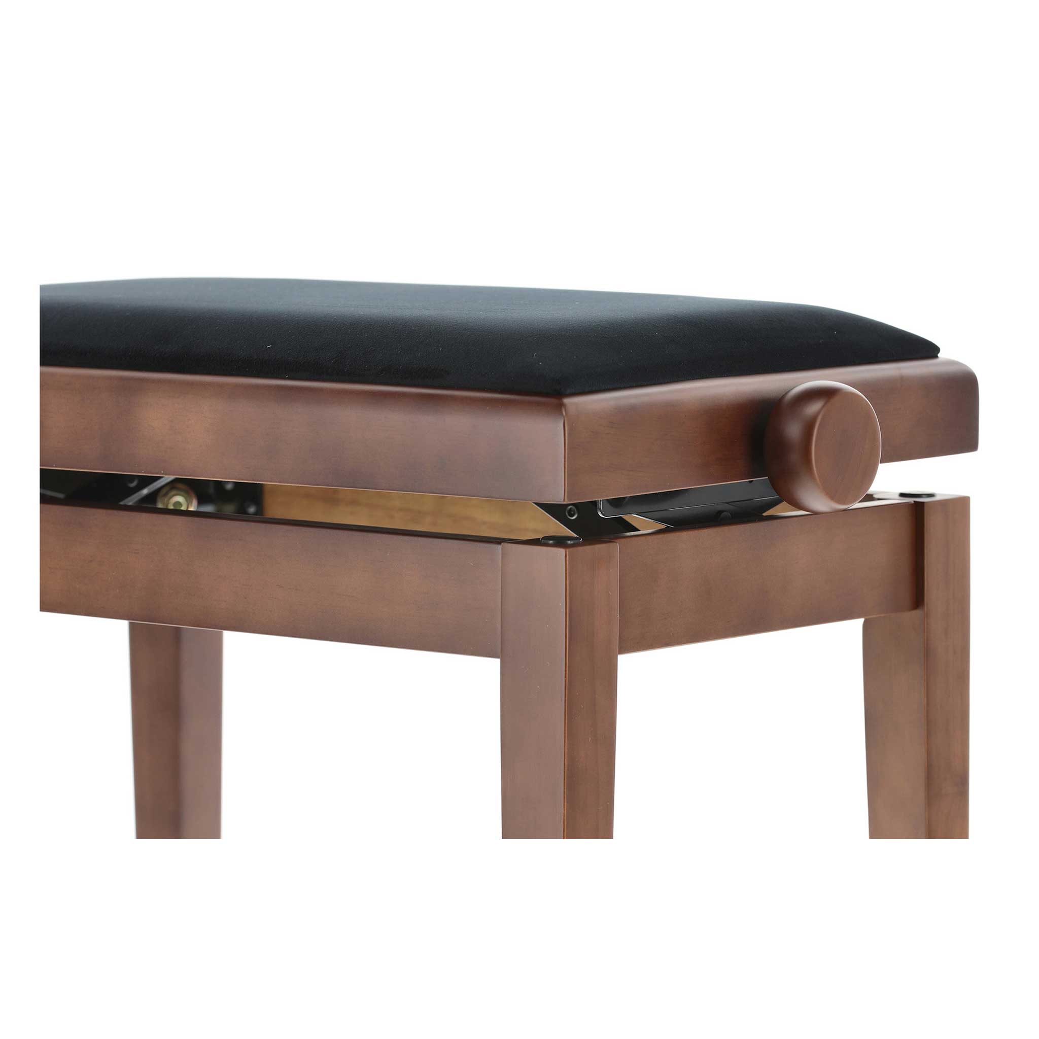 Klavierbank Braun mit schwarzem Polster detail