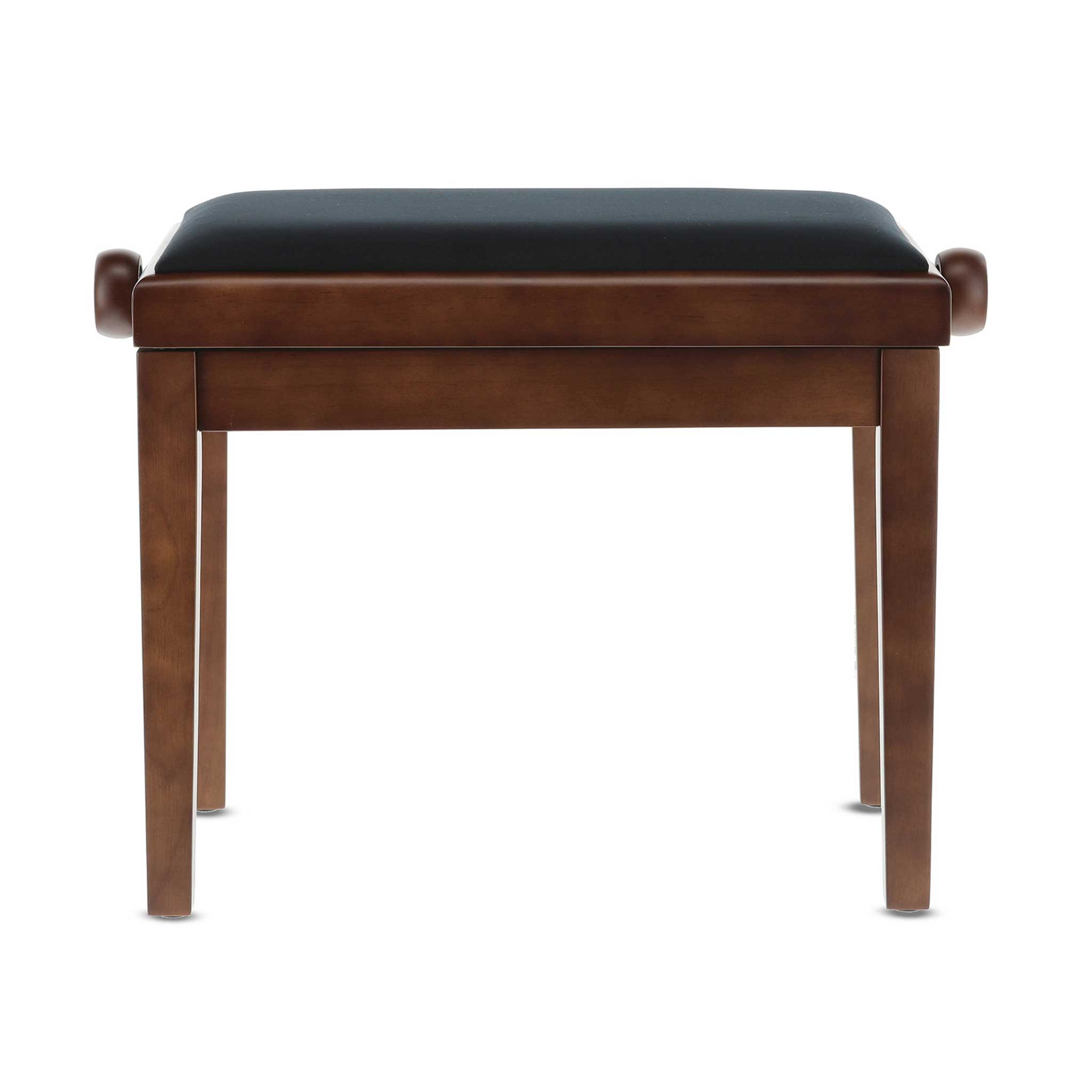 Klavierbank Braun mit schwarzem Polster rückseite