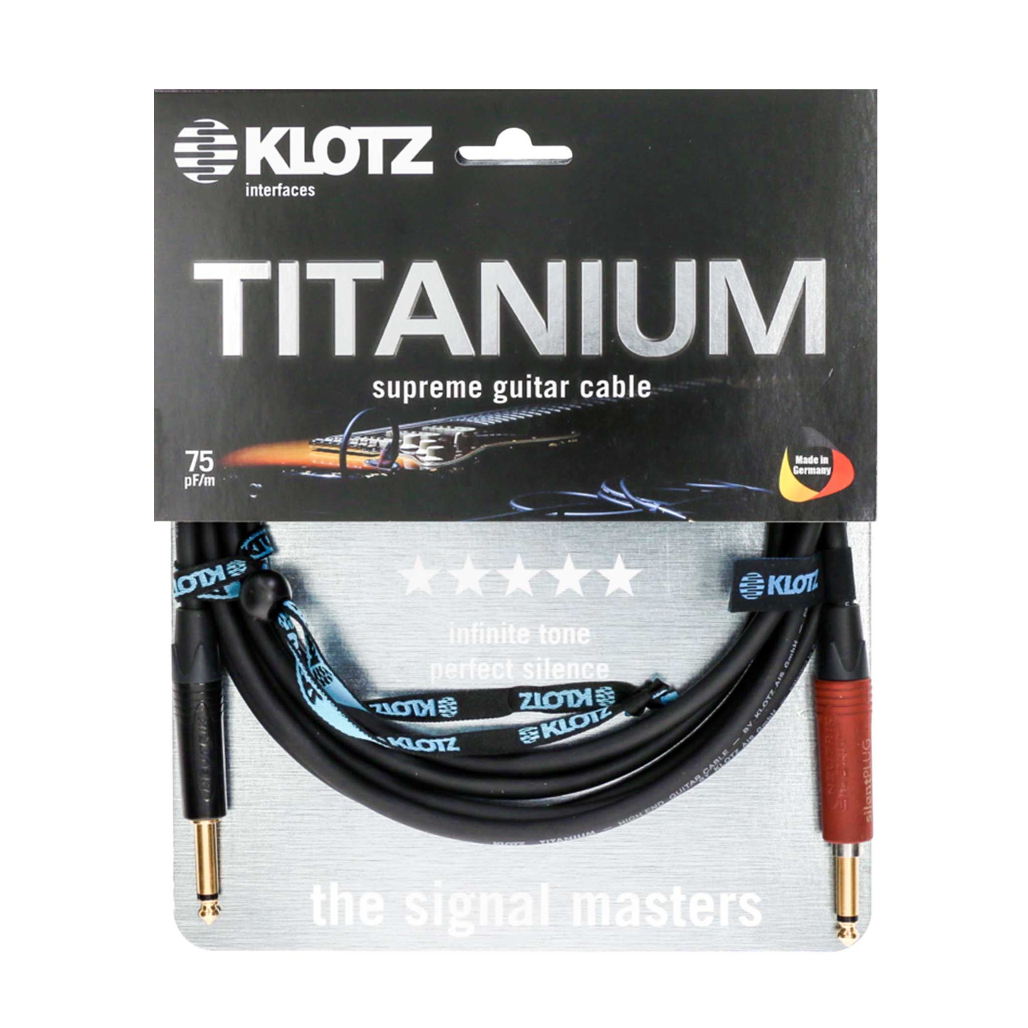 Klotz Surpreme Gitarren Instrumenten Kabel 2 gerade Stecker SilentPlug Rot