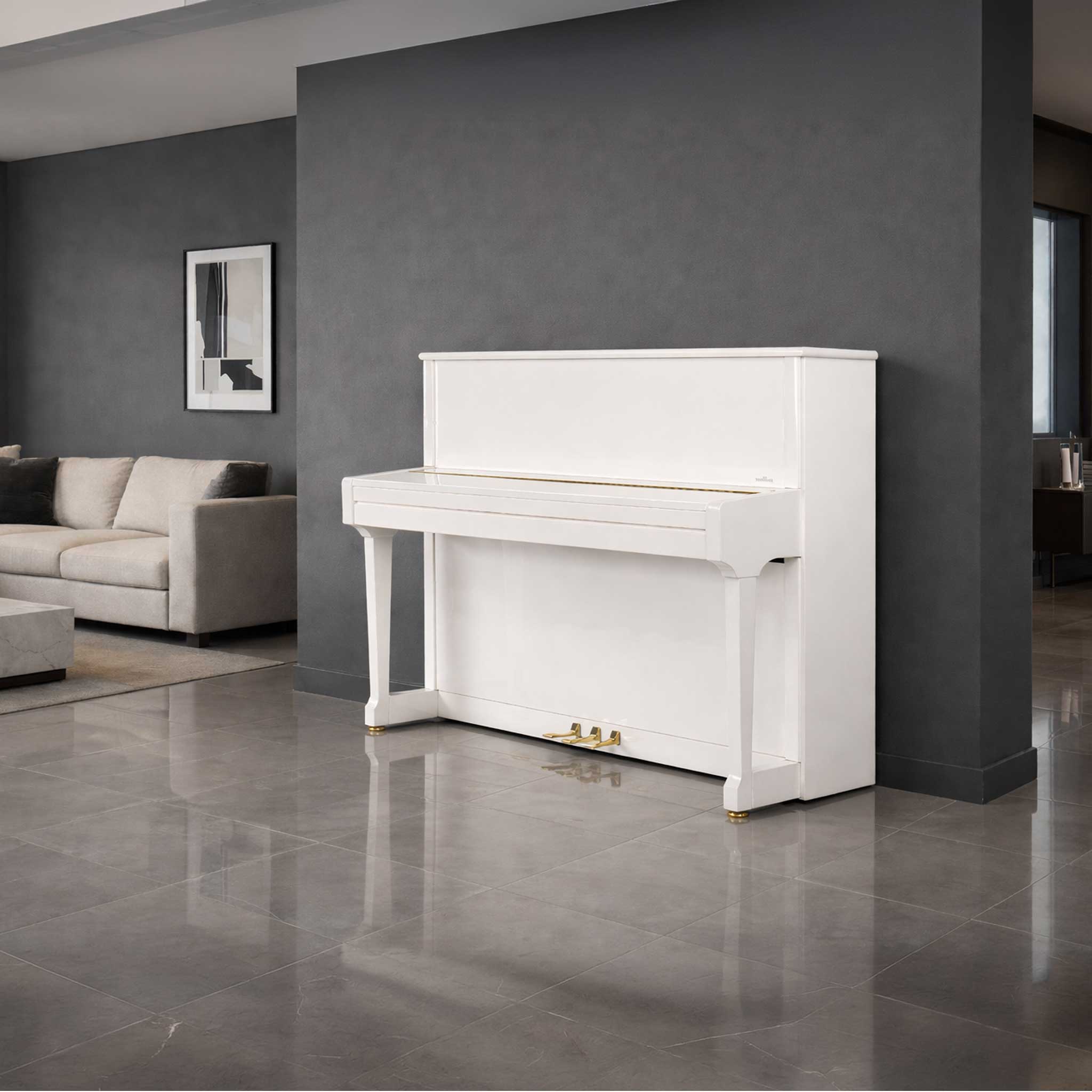 Schimmel Piano C116 Tradition weiss poliert wohnzimmer