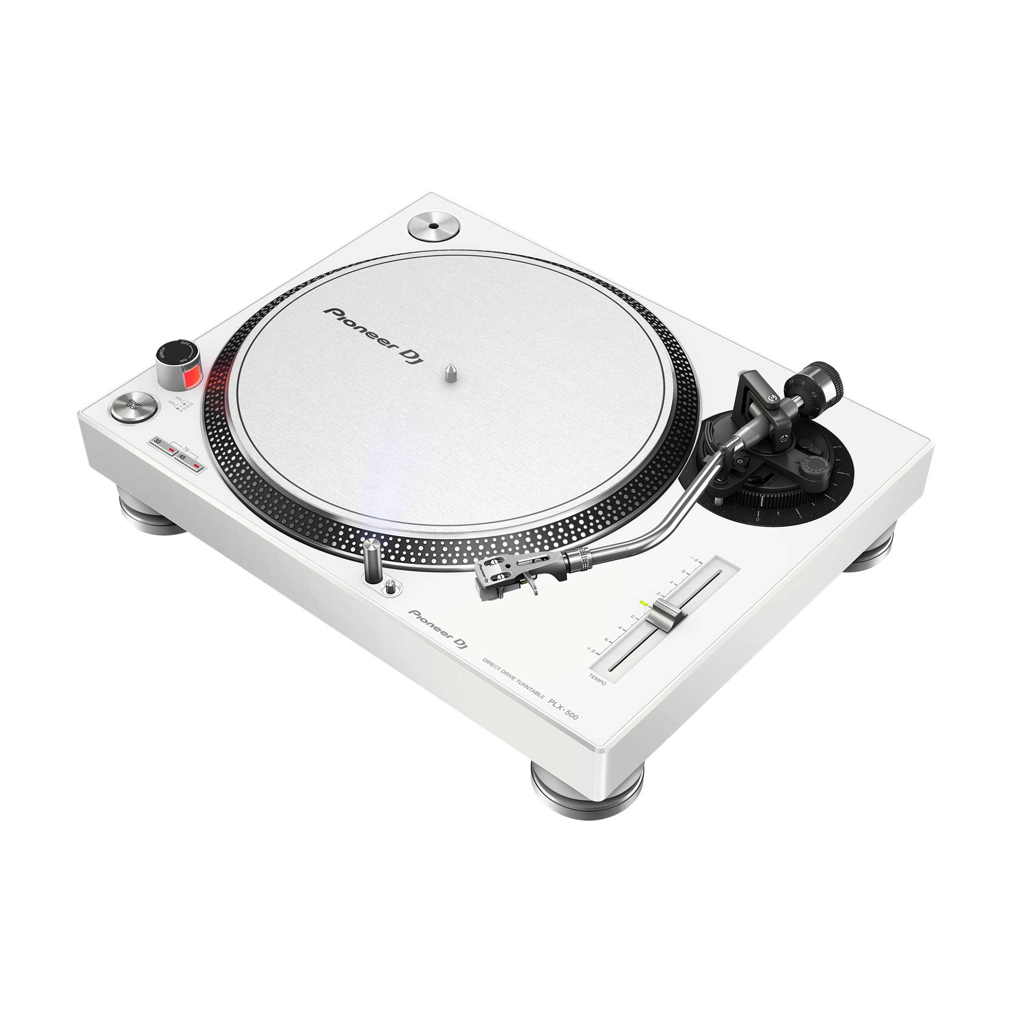 Pioneer Plattenspieler PLX 500 weiß angewinkelt