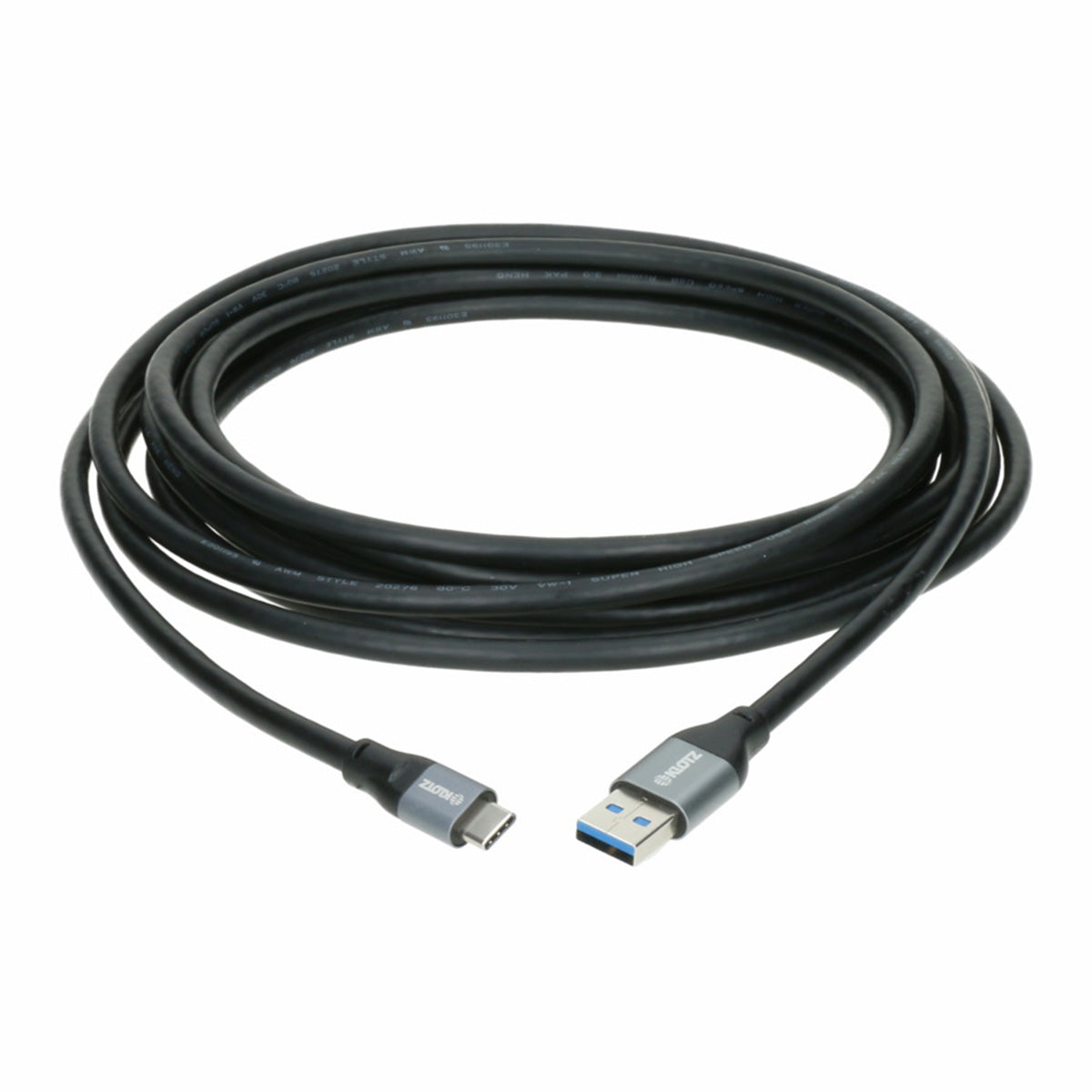 Klotz USB A auf USB C Kabel schwarz aufgerollt