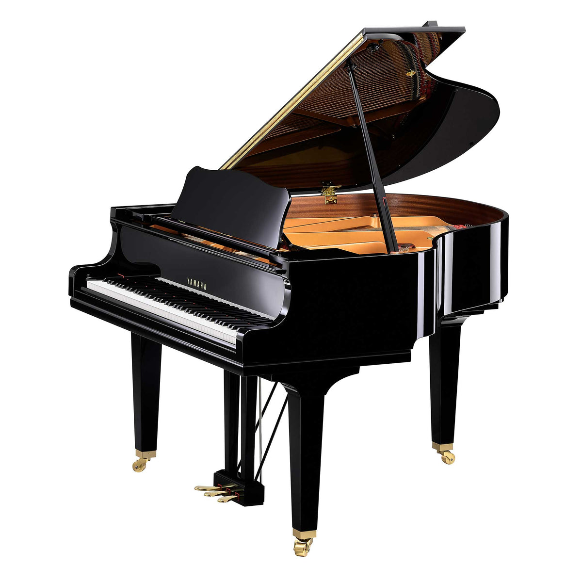 Yamaha Flügel GCB schwarz poliert Deckel offen rechte seite