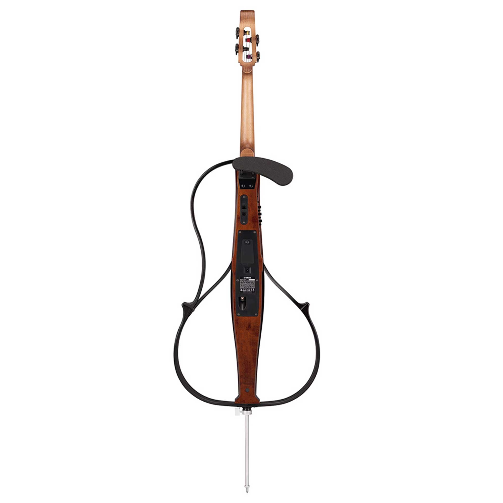Yamaha Silent Cello SVC300F von hinten auf weißem Hintergrund