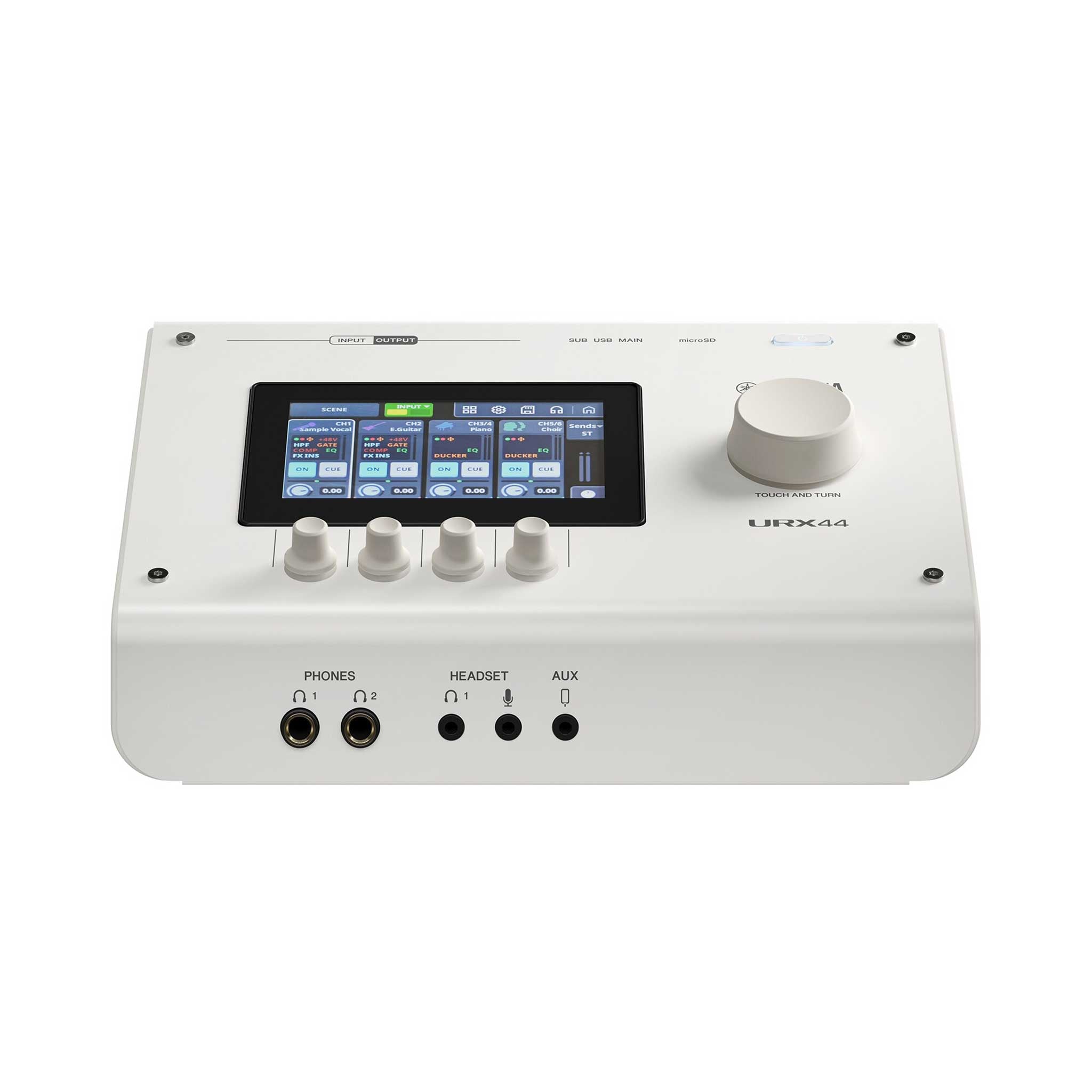 Yamaha URX44 weiß audio interface angewinkelt