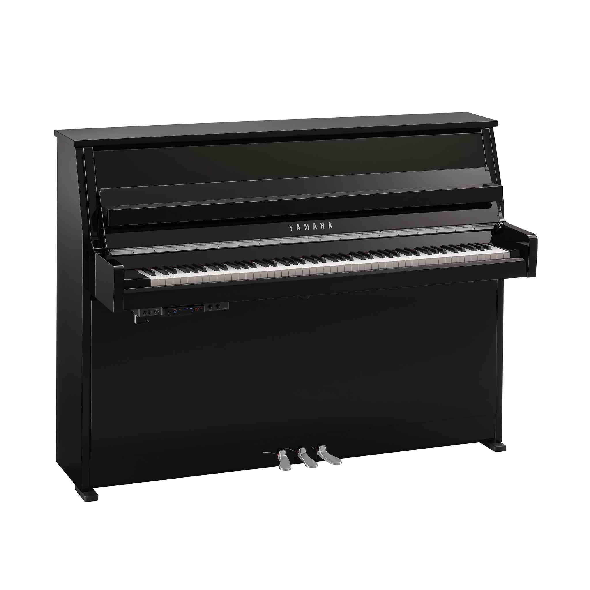 Piano Yamaha b10 schwarz chrom auf weißem Hintergrund mit Transacoustic System