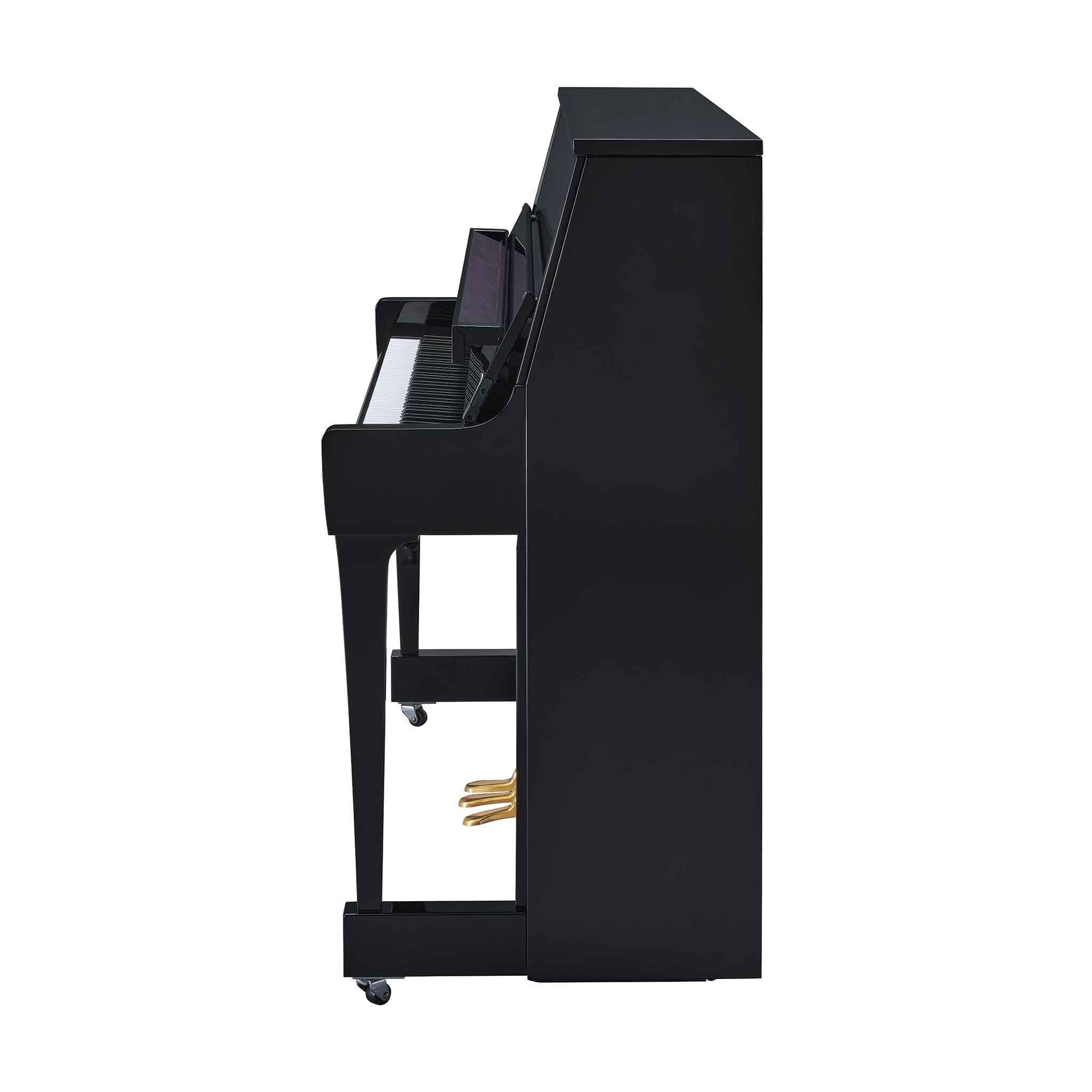 Piano Yamaha b20 schwarz auf weißem Hintergrund seite
