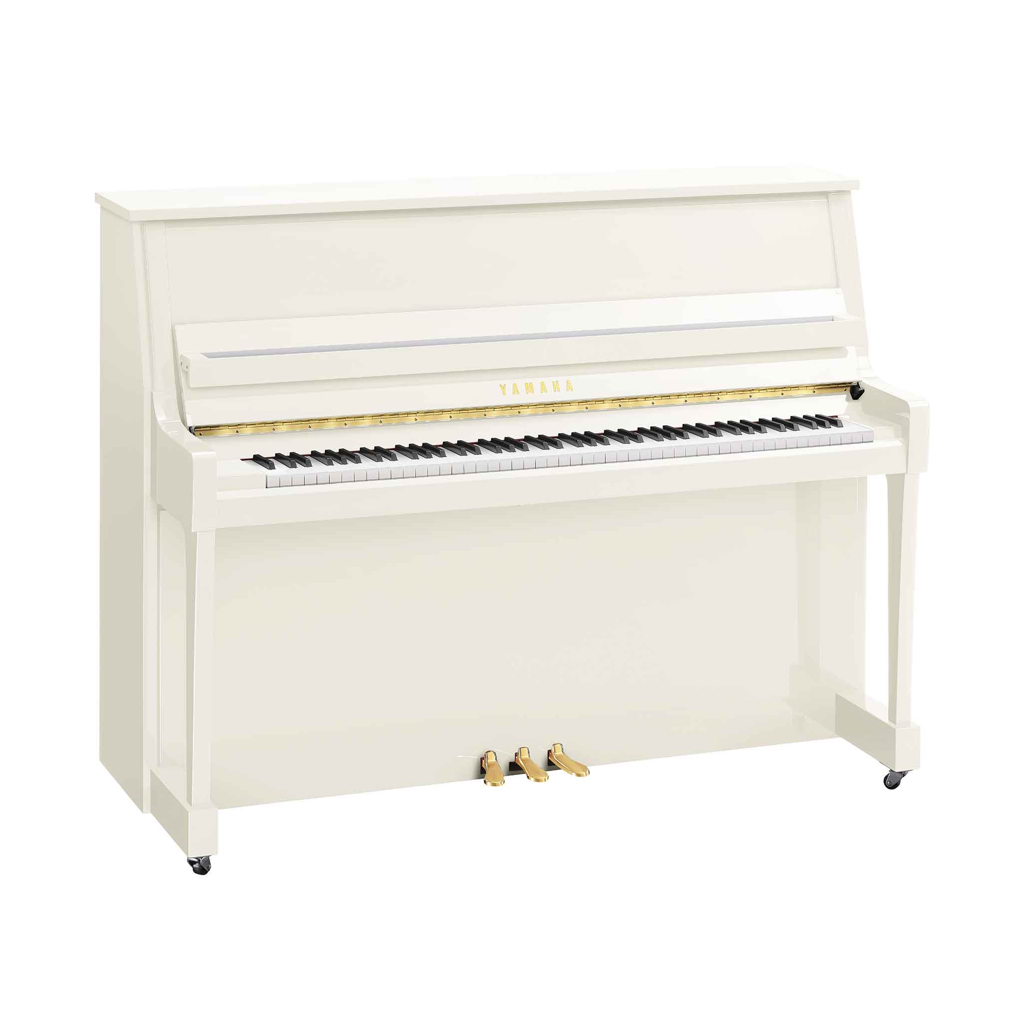 Piano Yamaha b20 weiß auf weißem Hintergrund