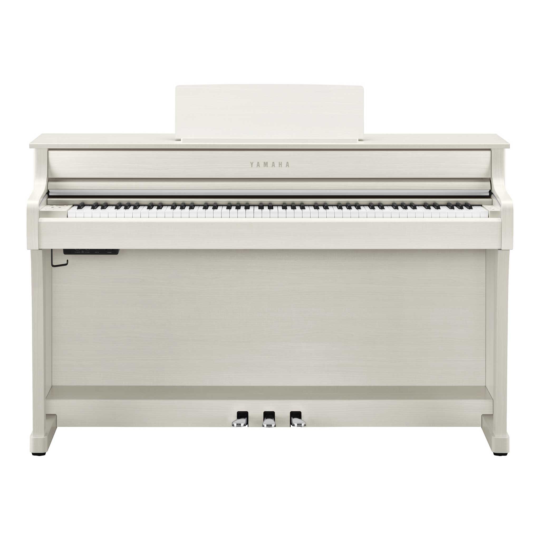 Yamaha CLP-835 WB White Birch Vorderansicht mit Tastatur und Pedalen