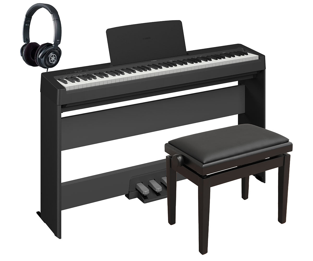 Digitalpiano Yamaha P-145BTB mit Stand Pedalbrett mit 3 Pedalen Klavierbank und Kopfhörer