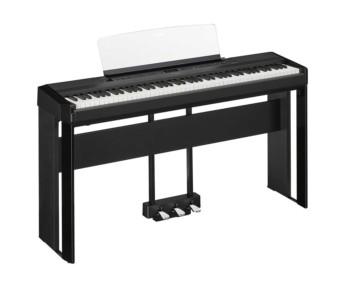 Yamaha P-525B Home-Set schwarz mit LP1  3er Pedal und Notenstäder