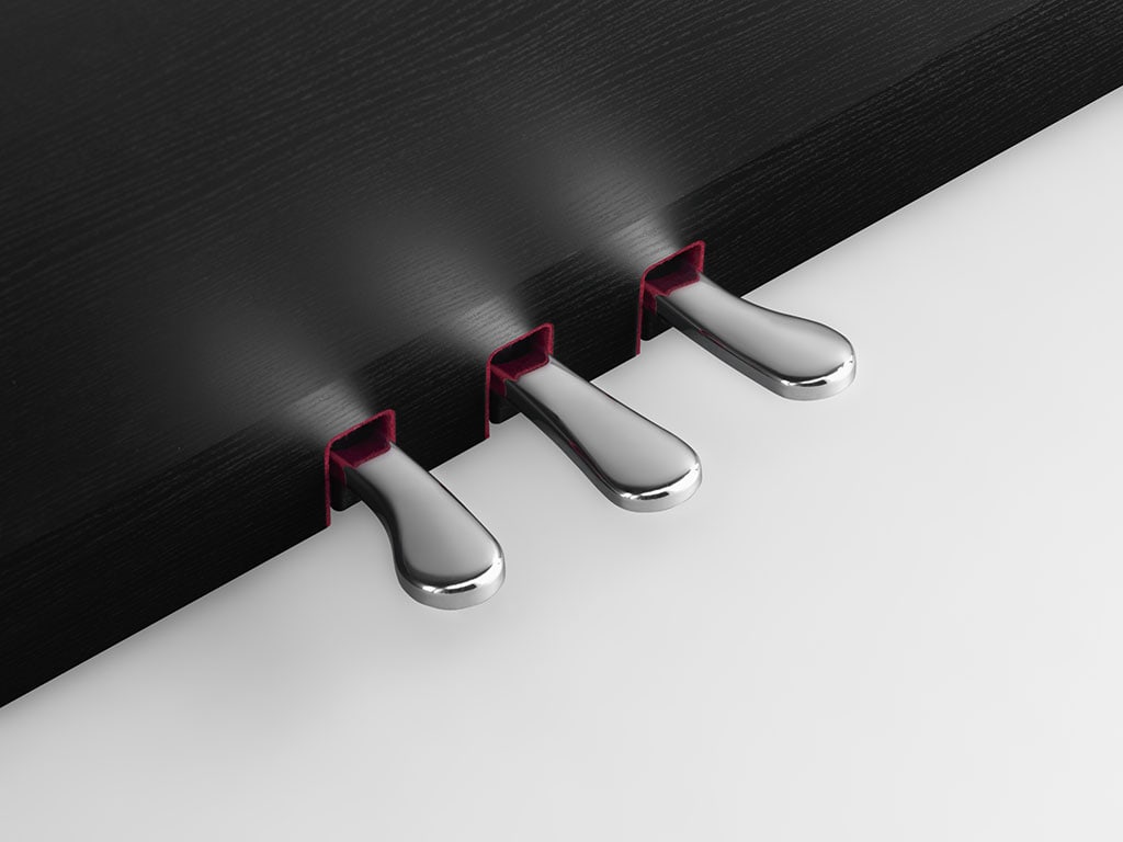 Yamaha Clavinova CLP-885B detail 3 Pedale silber poliert