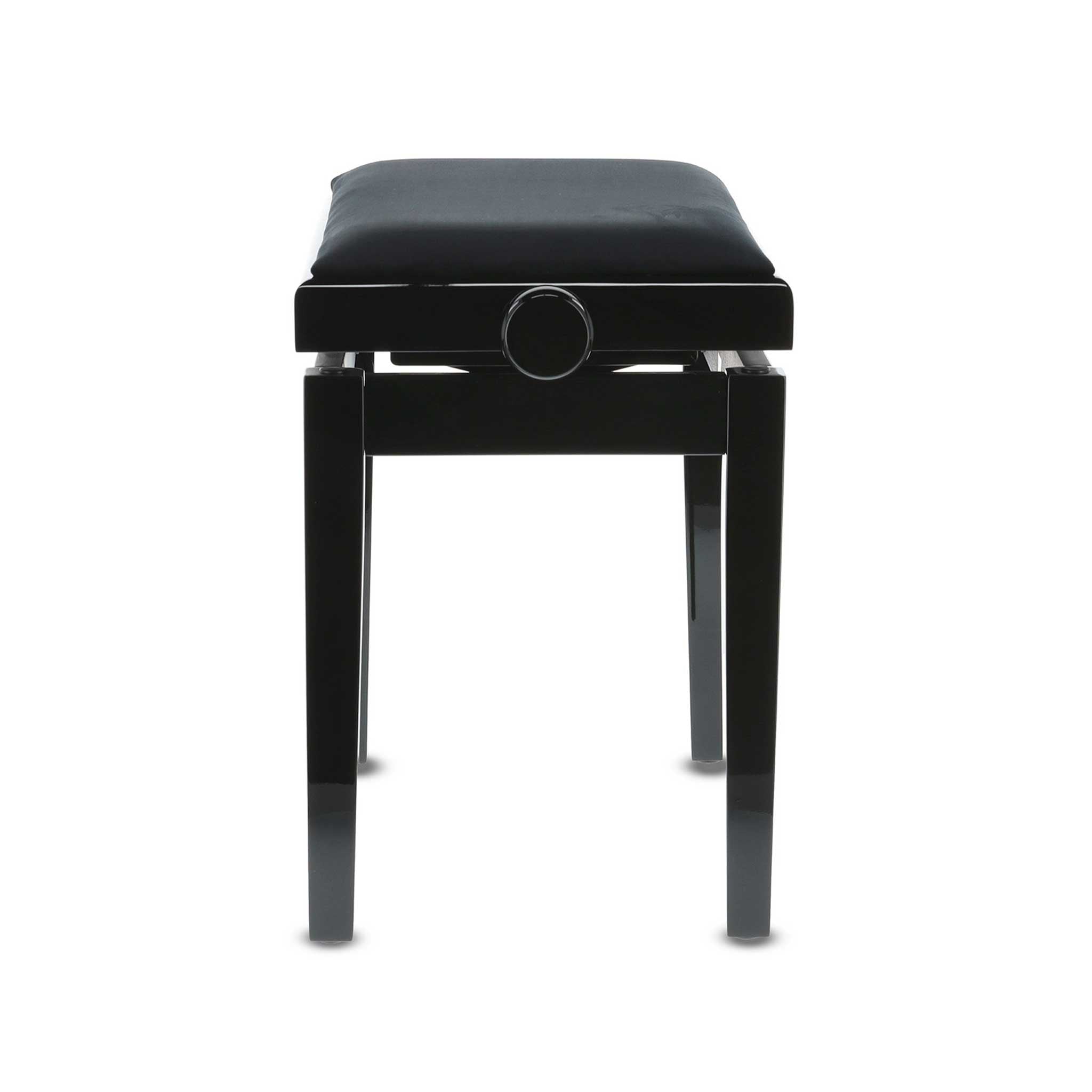 Klavierbank Gewa Deluxe schwarz poliert mit Velour Sitzpolster Rechte seite
