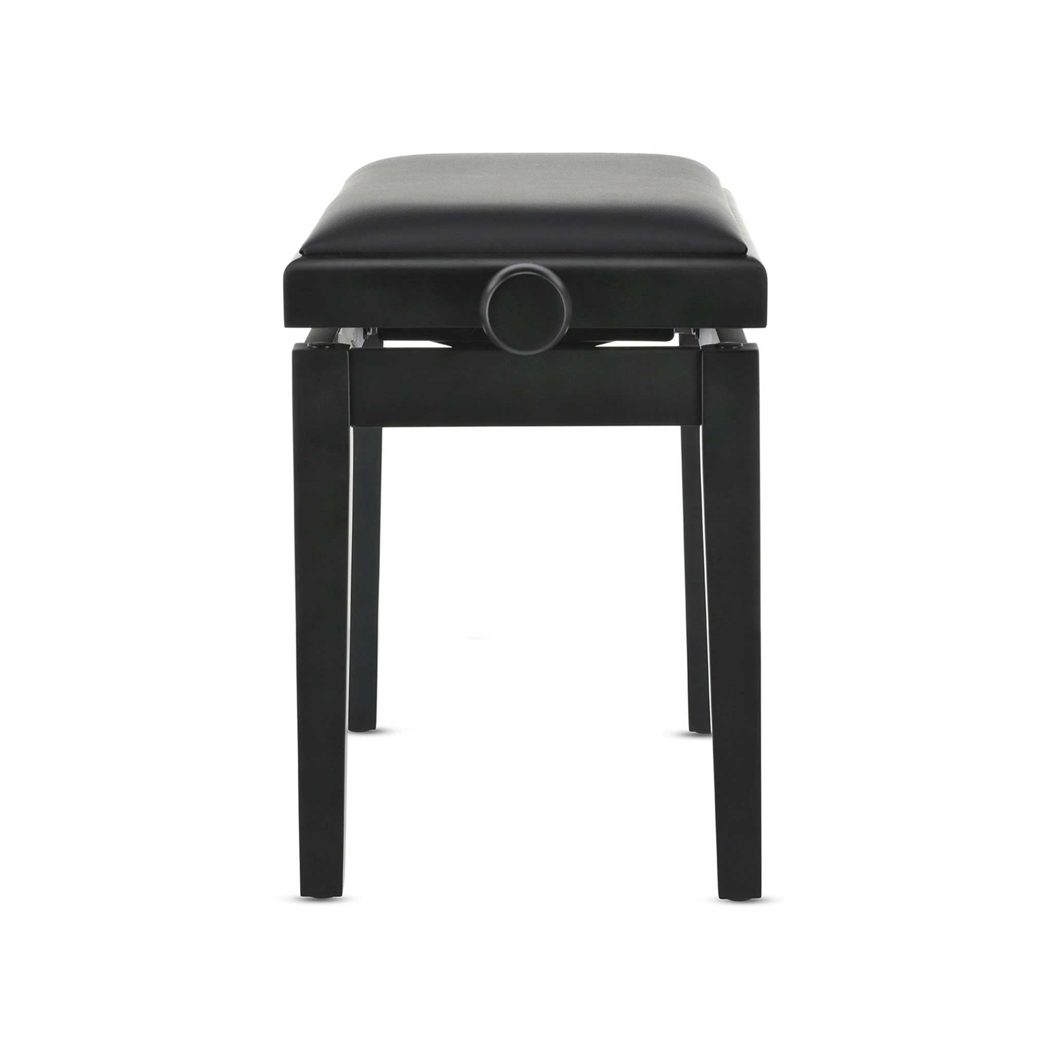 Klavierbank schwarz matt Kunstleder polster  linke seite Knopf