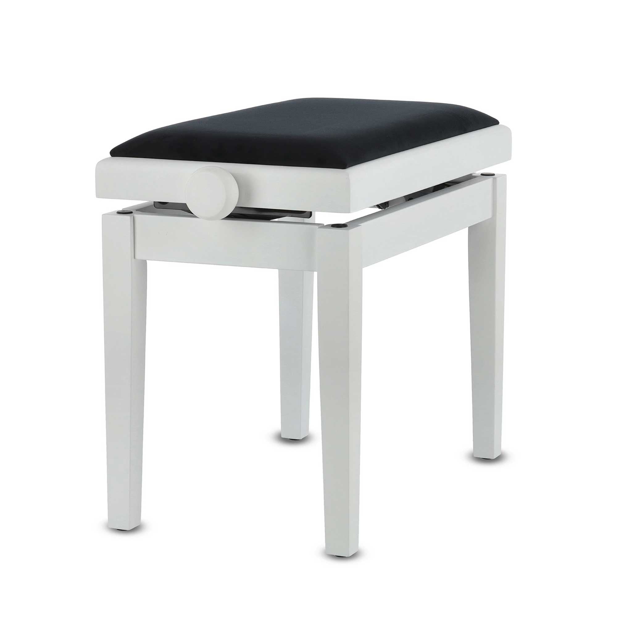Klavierbank Gewa Deluxe weiss matt mit stoff schwarz gedreht
