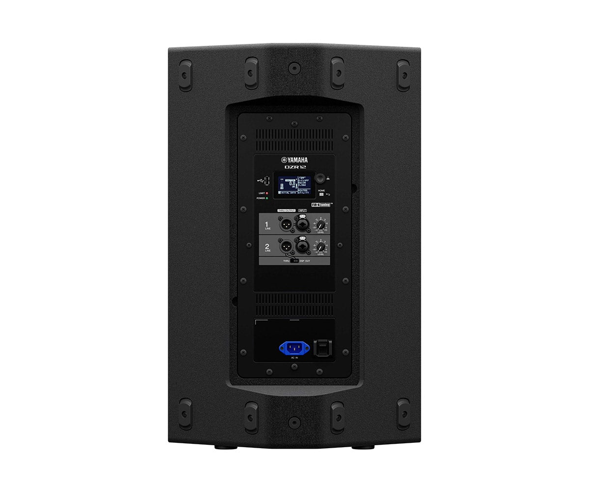 Yamaha DZR12 Aktivlautsprecher Rückansicht mit Display und Anschlüssen