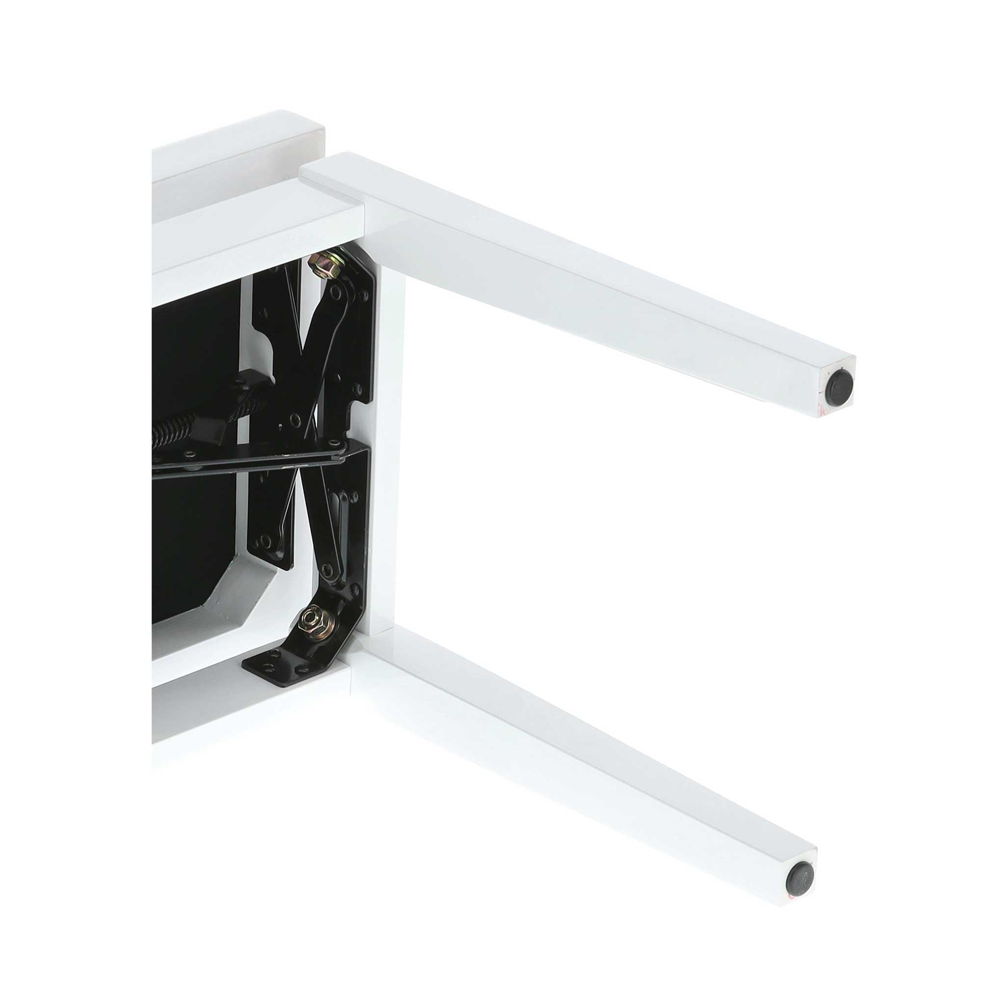 Klavierbank Gewa Deluxe weiss matt mit stoff schwarz gedreht Füße detail