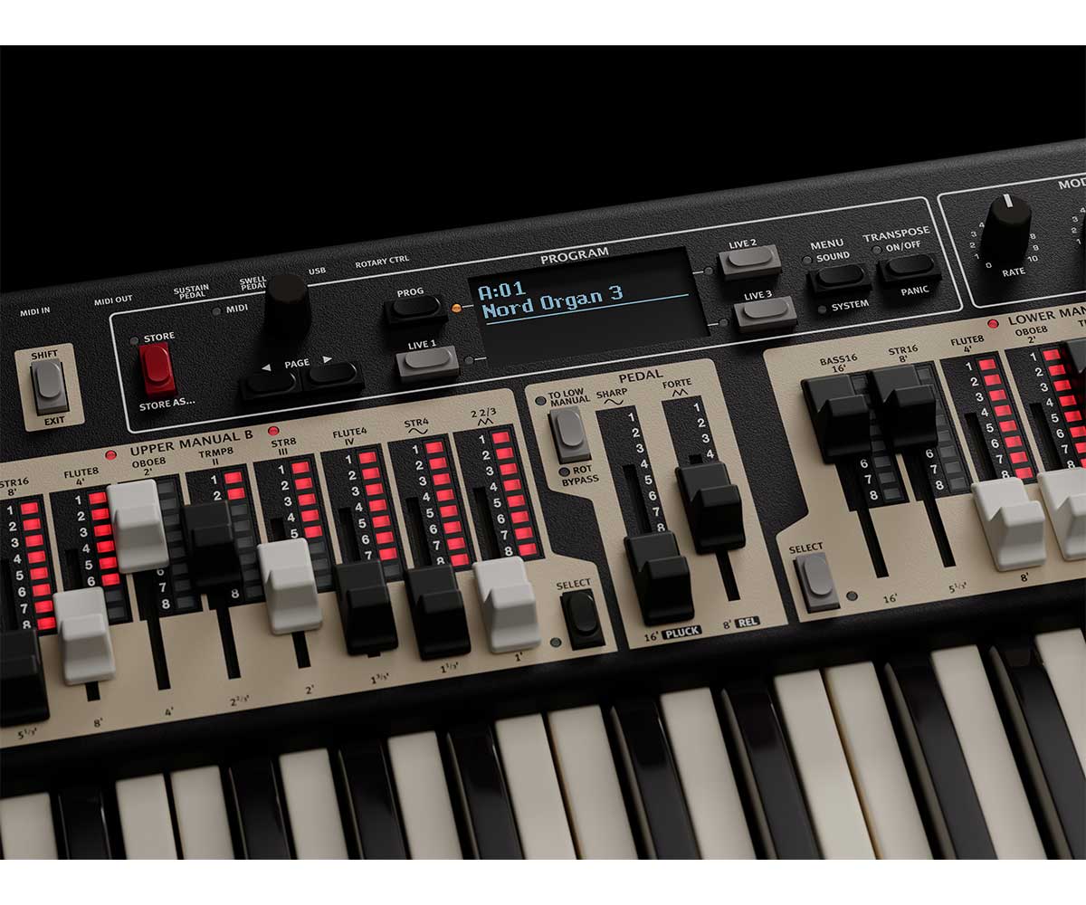 Clavia Nord Organ 3 detail drawbars