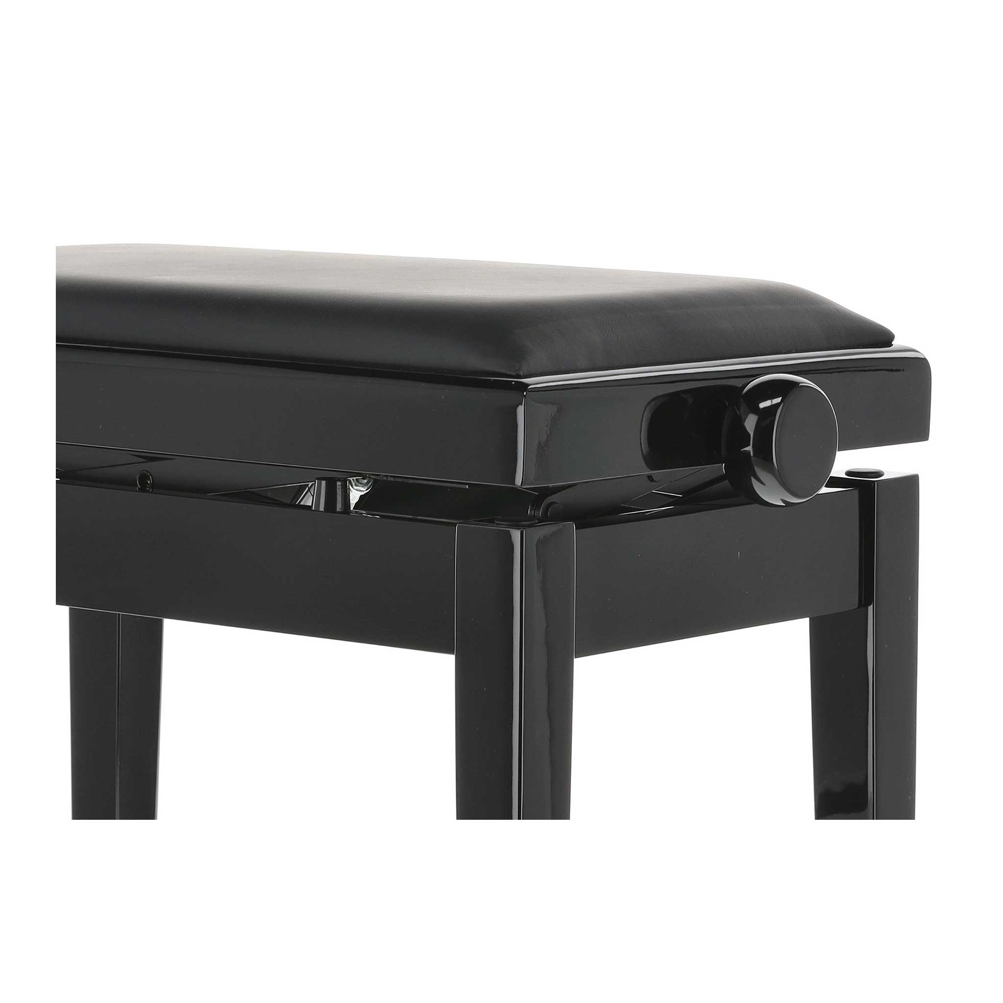 Gewa Klavierbank Autolift schwarz poliert mit Samt detail mit verstellknopf