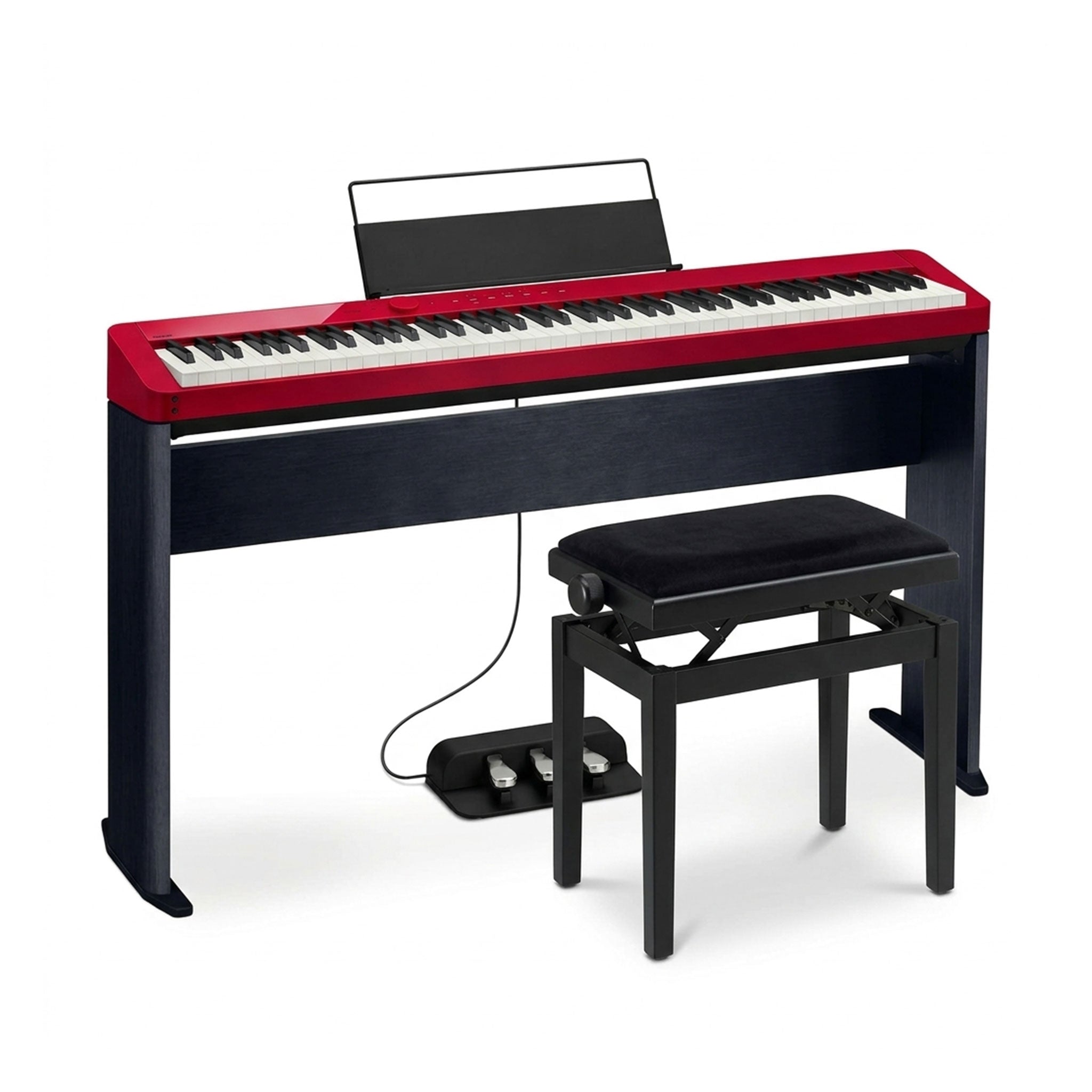 Digitalpiano Casio Privia PX-S1100 im Set mit Stand, 3er Pedal und Klavierbank rot