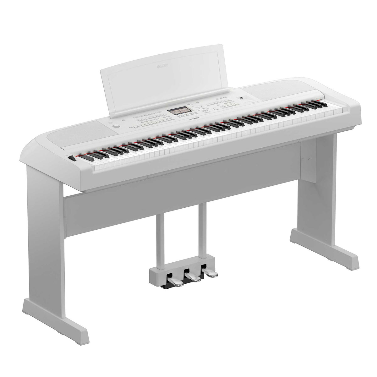 Yamaha DGX670 weiss Set mit L300 LP1 seitlich
