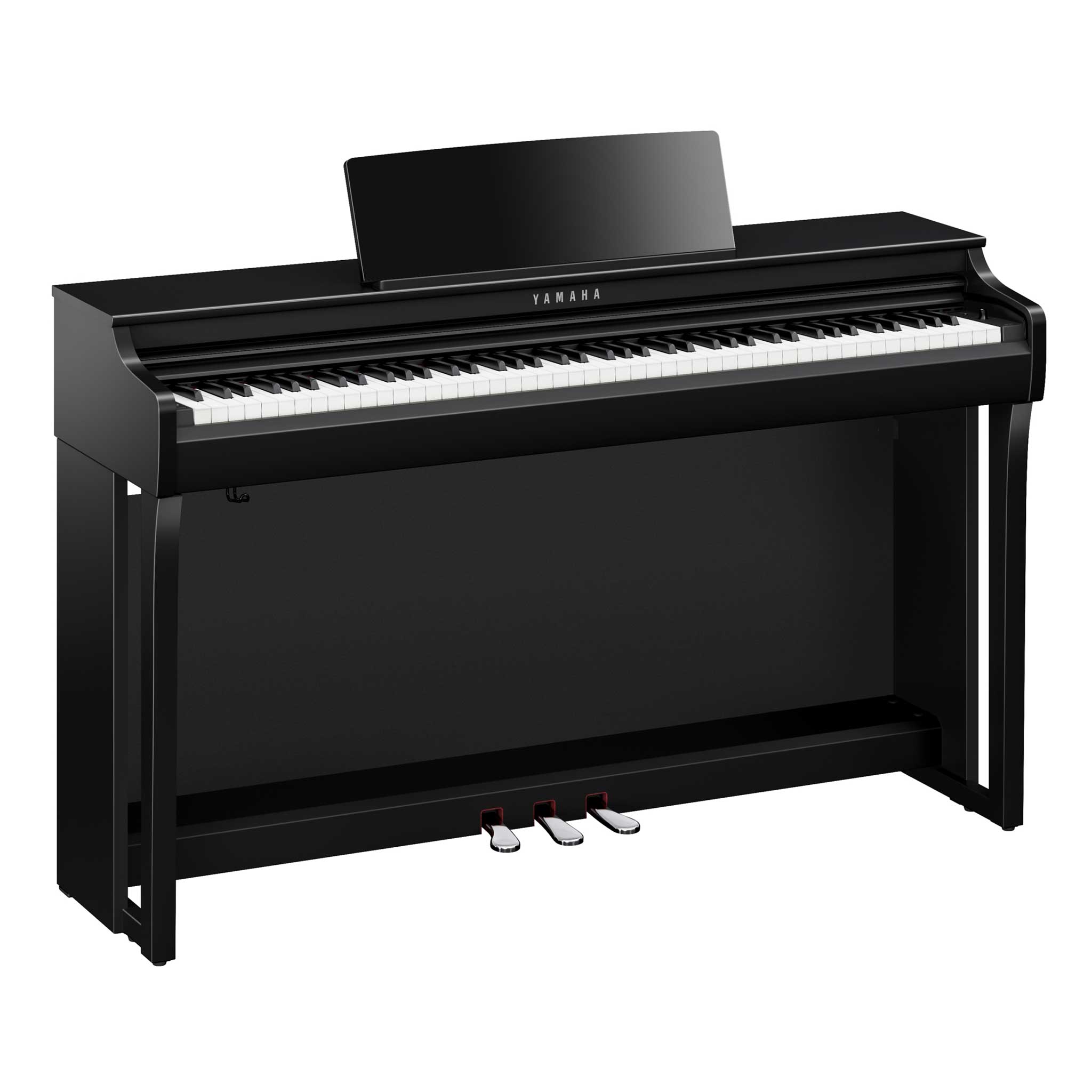 Digitalpiano Yamaha Clavinova CLP825PE schwarz poliert perspektive tasten und Pedale