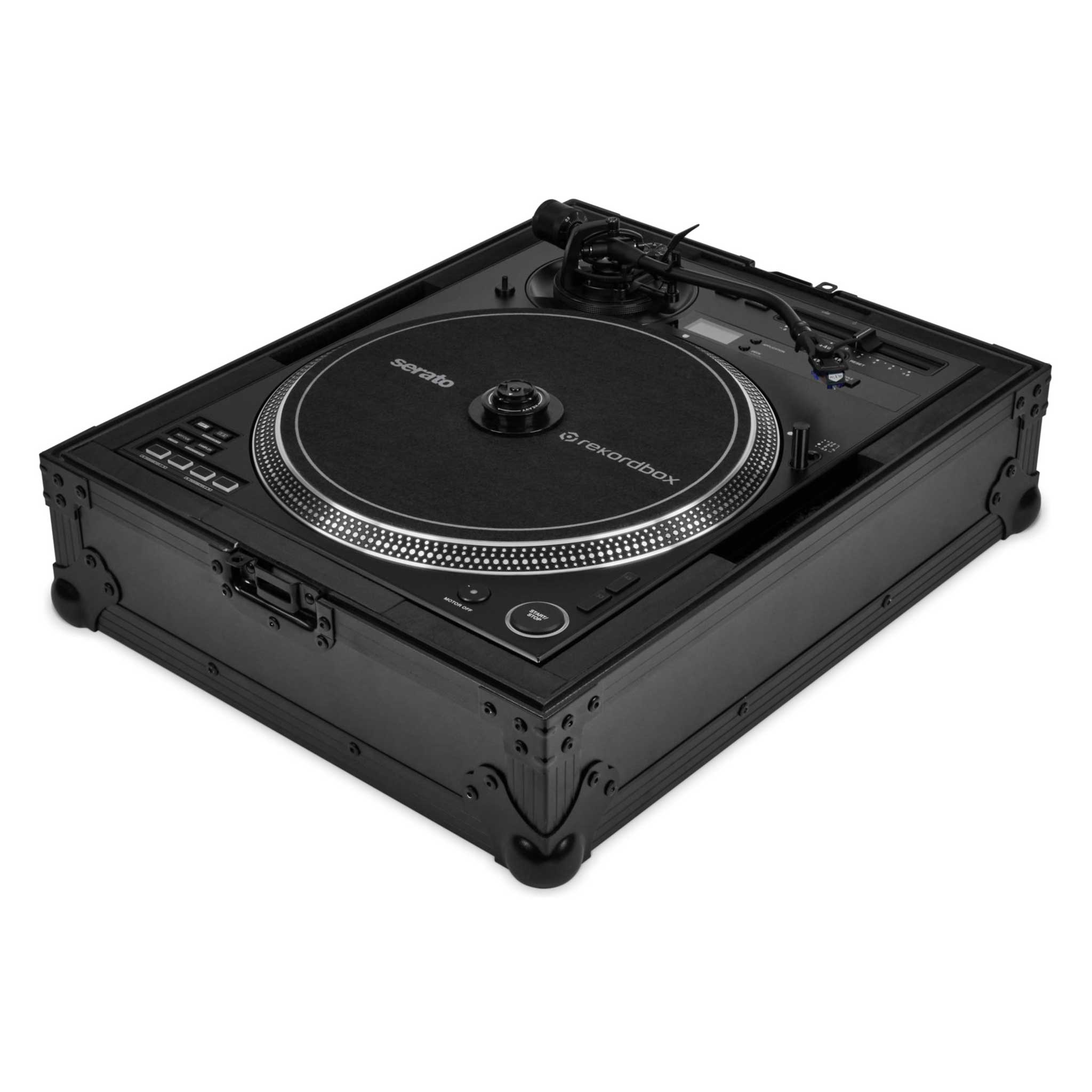 Flightcase PLX-CRSS12 und PLX-1000 mit player geöffnet 