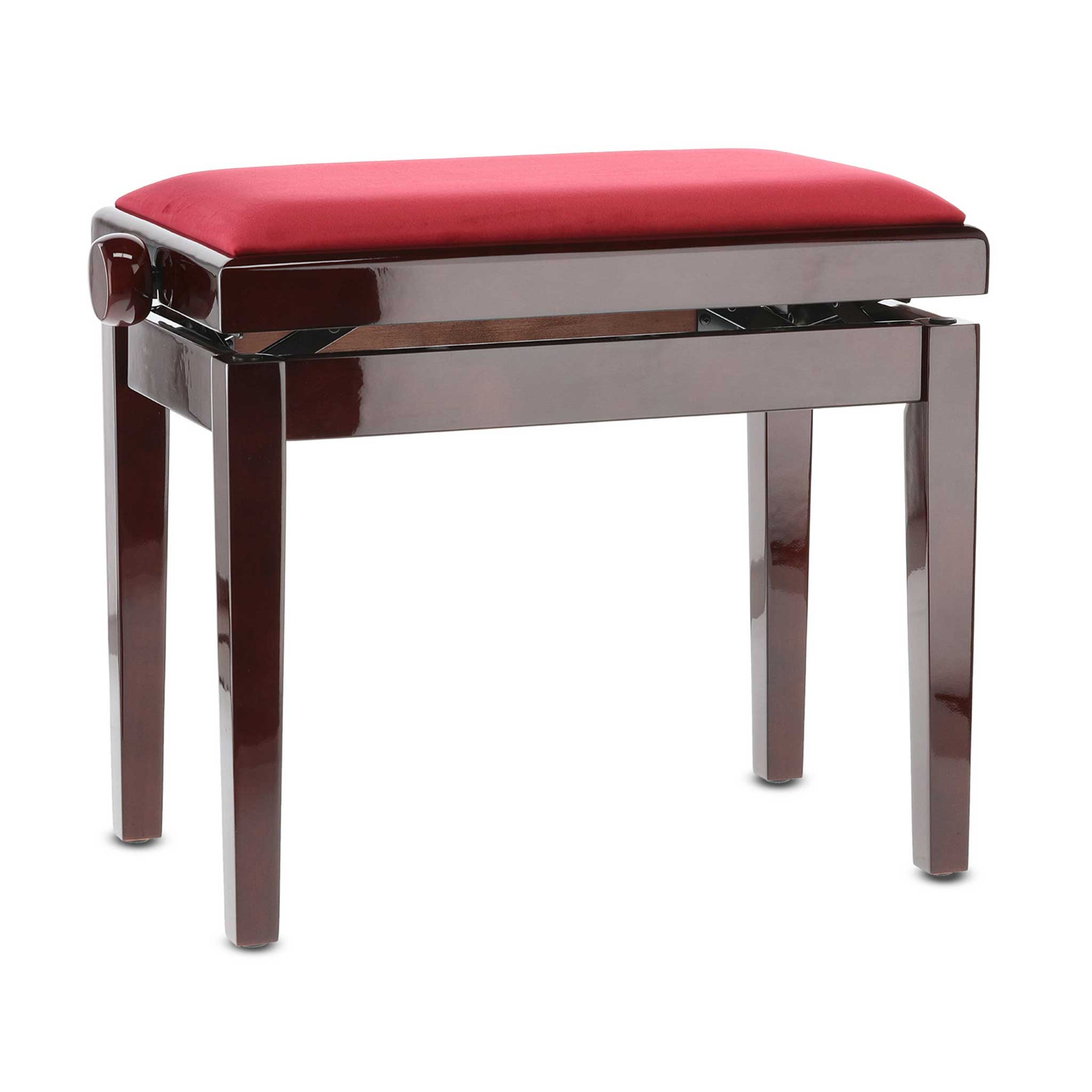 Gewa Pianobank mahagoni gloss mit sitzpolster in bordeaux rot